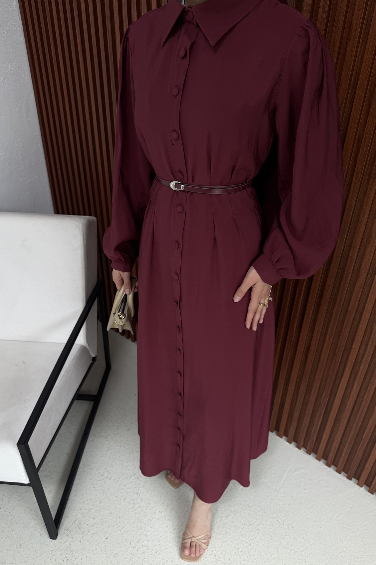 Modal Kemerli Elbise 32-2363