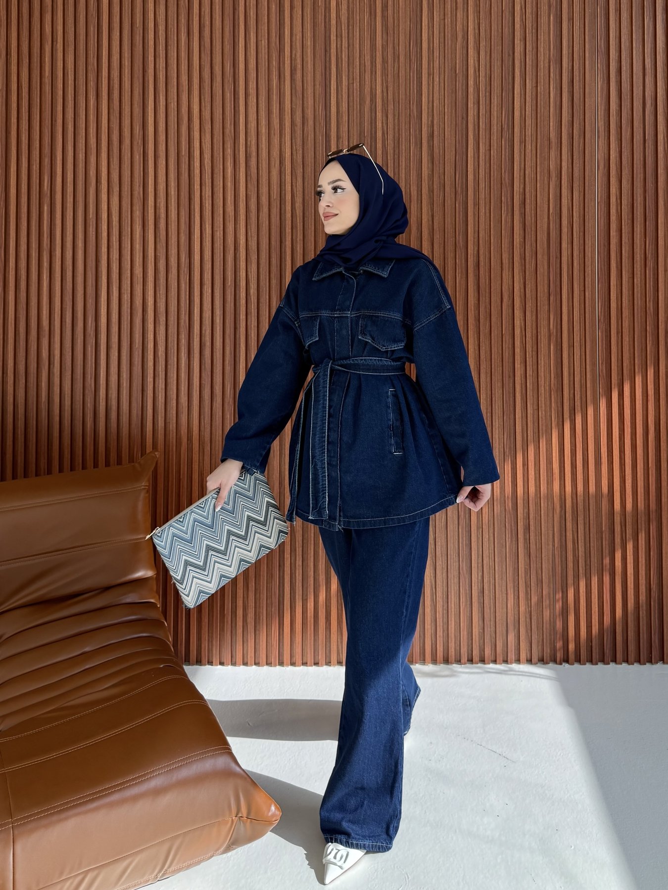 Kuşaklı Denim Takım 3-2230
