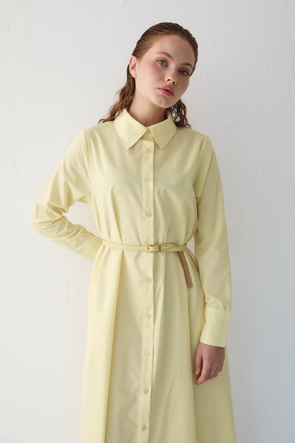 Kemerli Poplin Elbise 32-3555