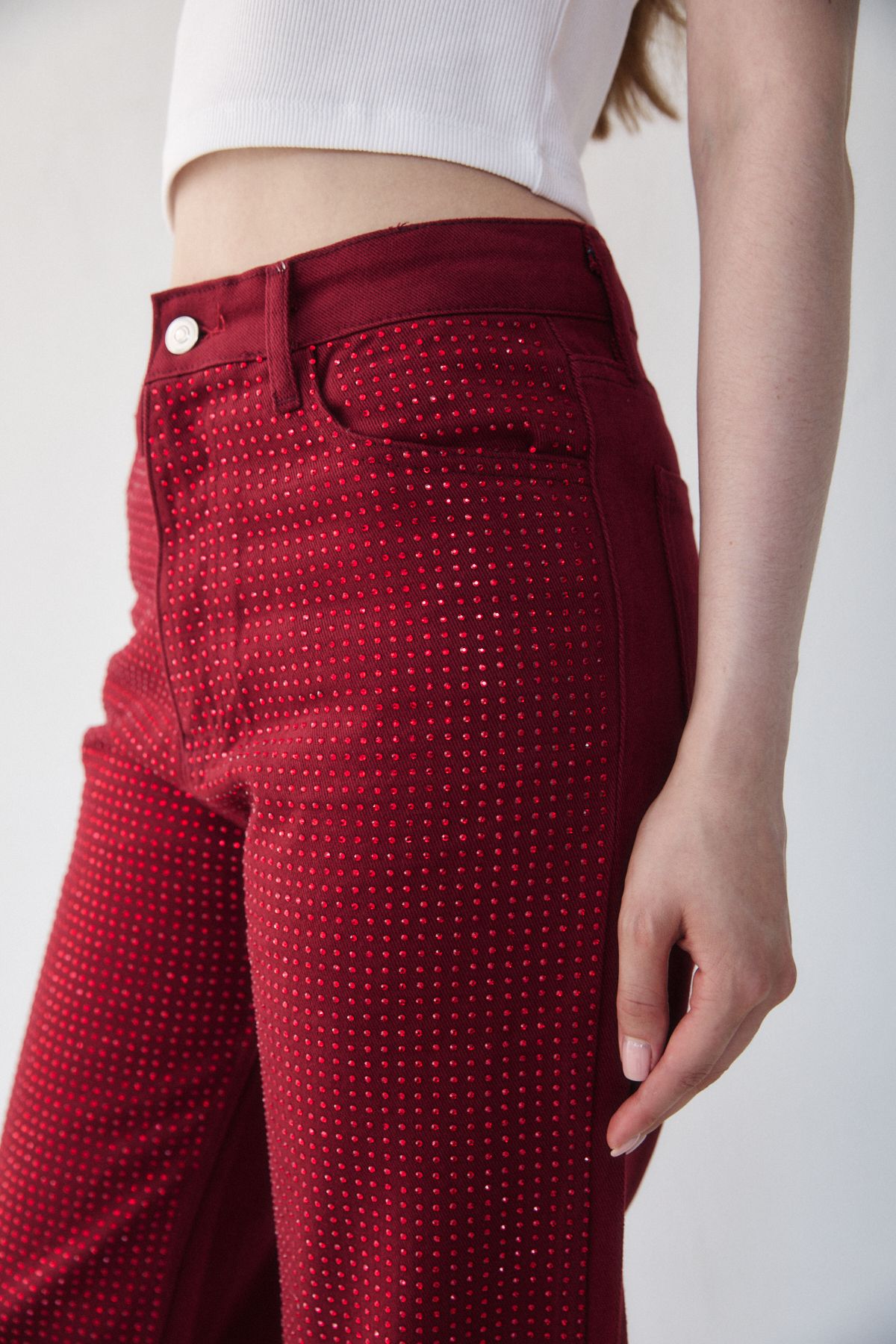 Taşlı Gabardin Pantolon 32-3506