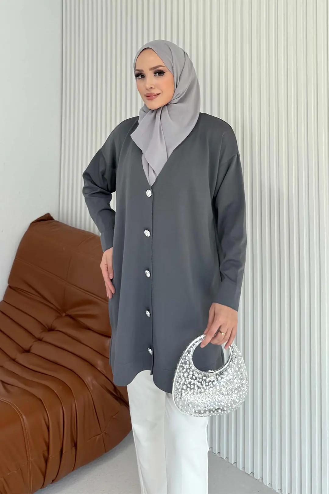 Soğuk İplik Uzun Triko Hırka 70-2532 · 5