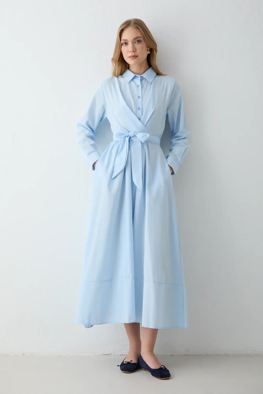 Bağlamalı Poplin Elbise 68-6163-1 · 2