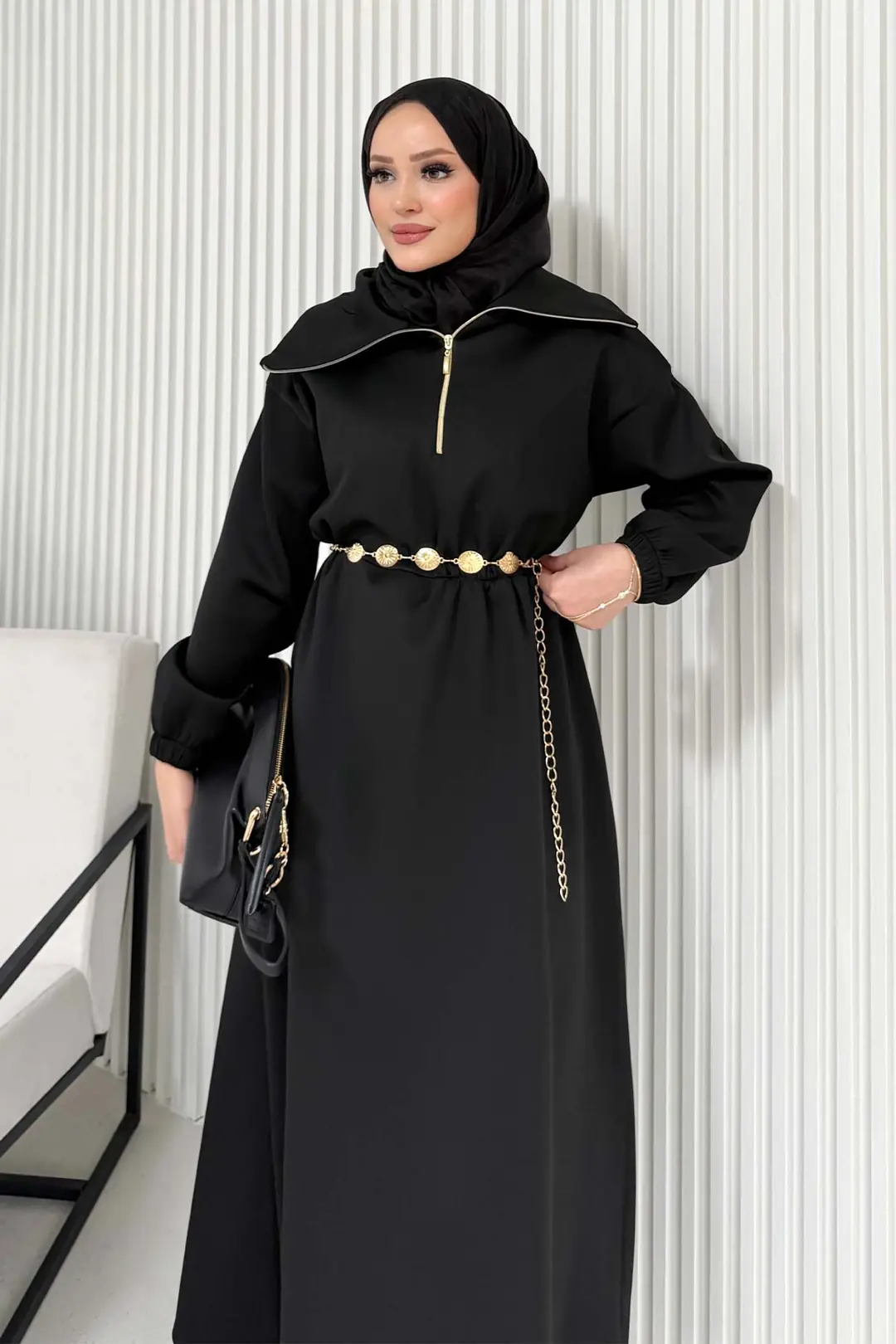 Kemerli Scuba Elbise 68-6215 · 5