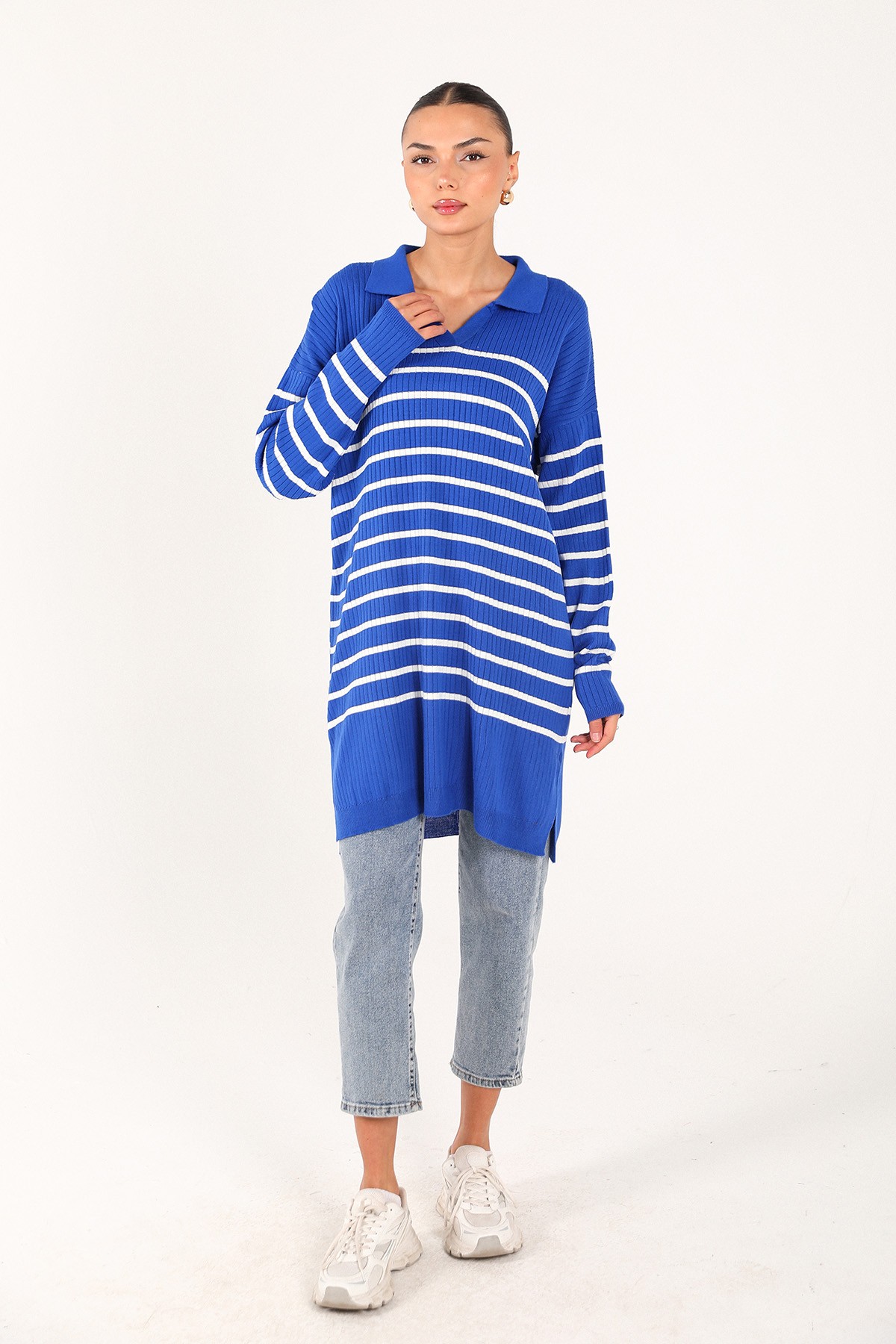 Çizgili Triko Tunik 70-24325
