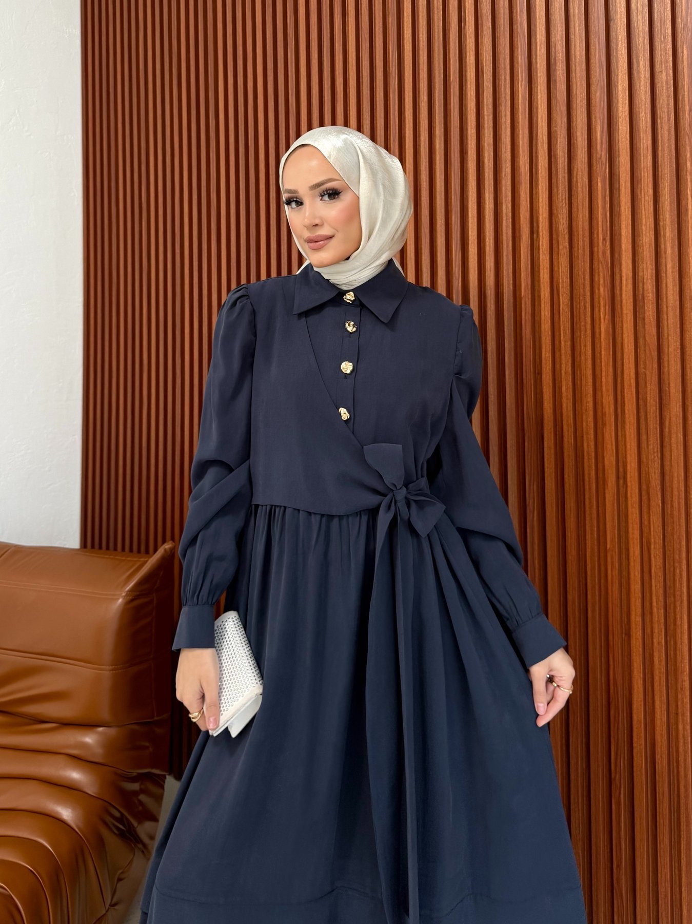 Modal Bağlamalı Elbise 12-3954