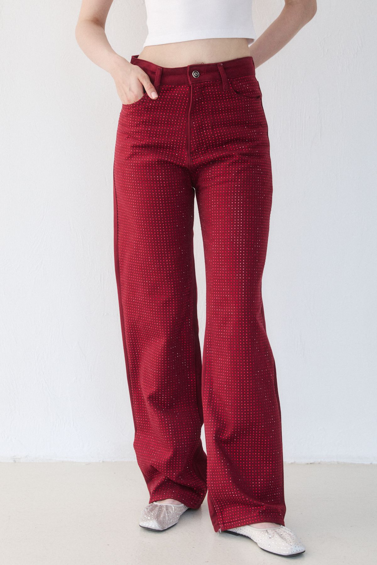 Taşlı Gabardin Pantolon 32-3506