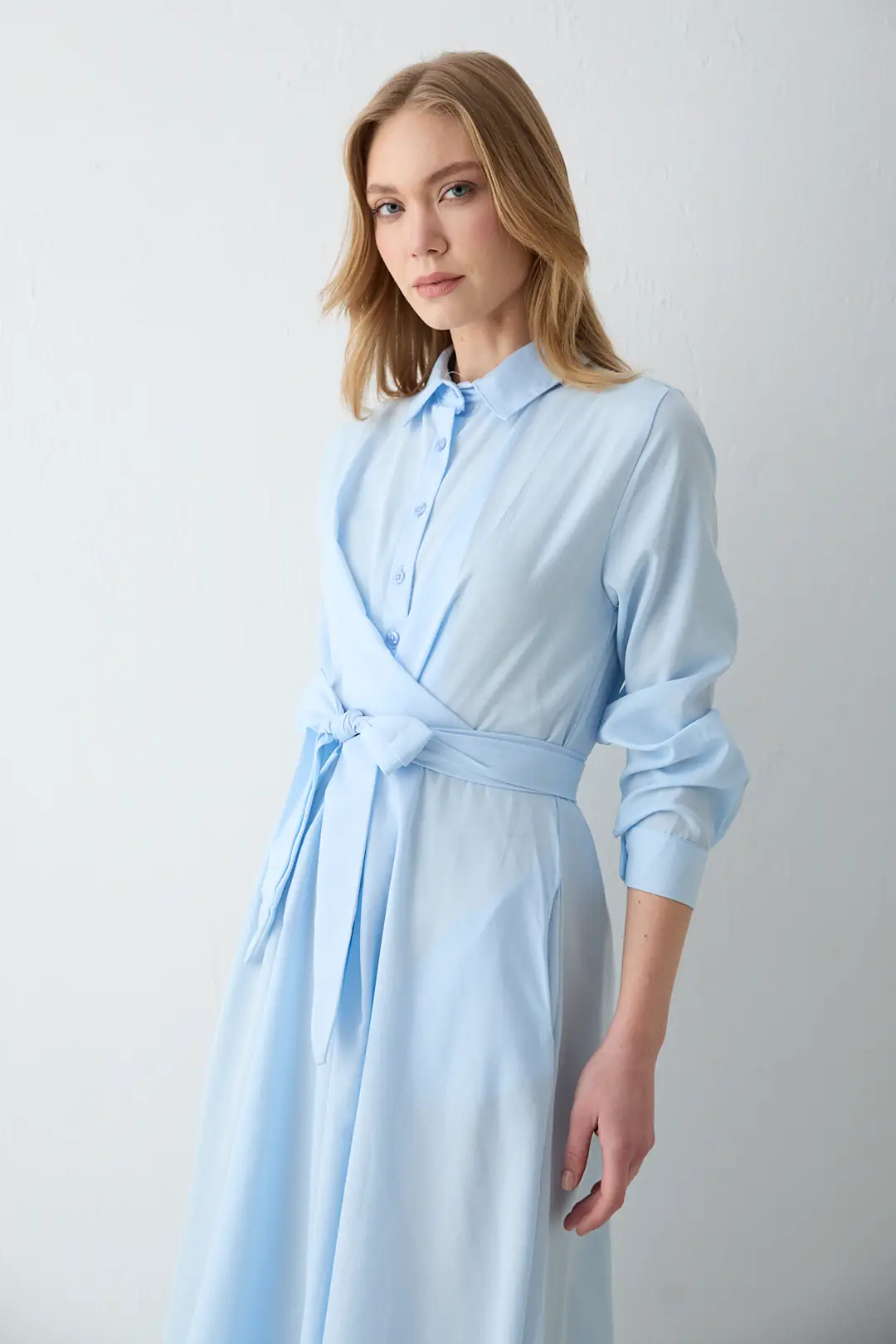 Bağlamalı Poplin Elbise 68-6163-1 · 6