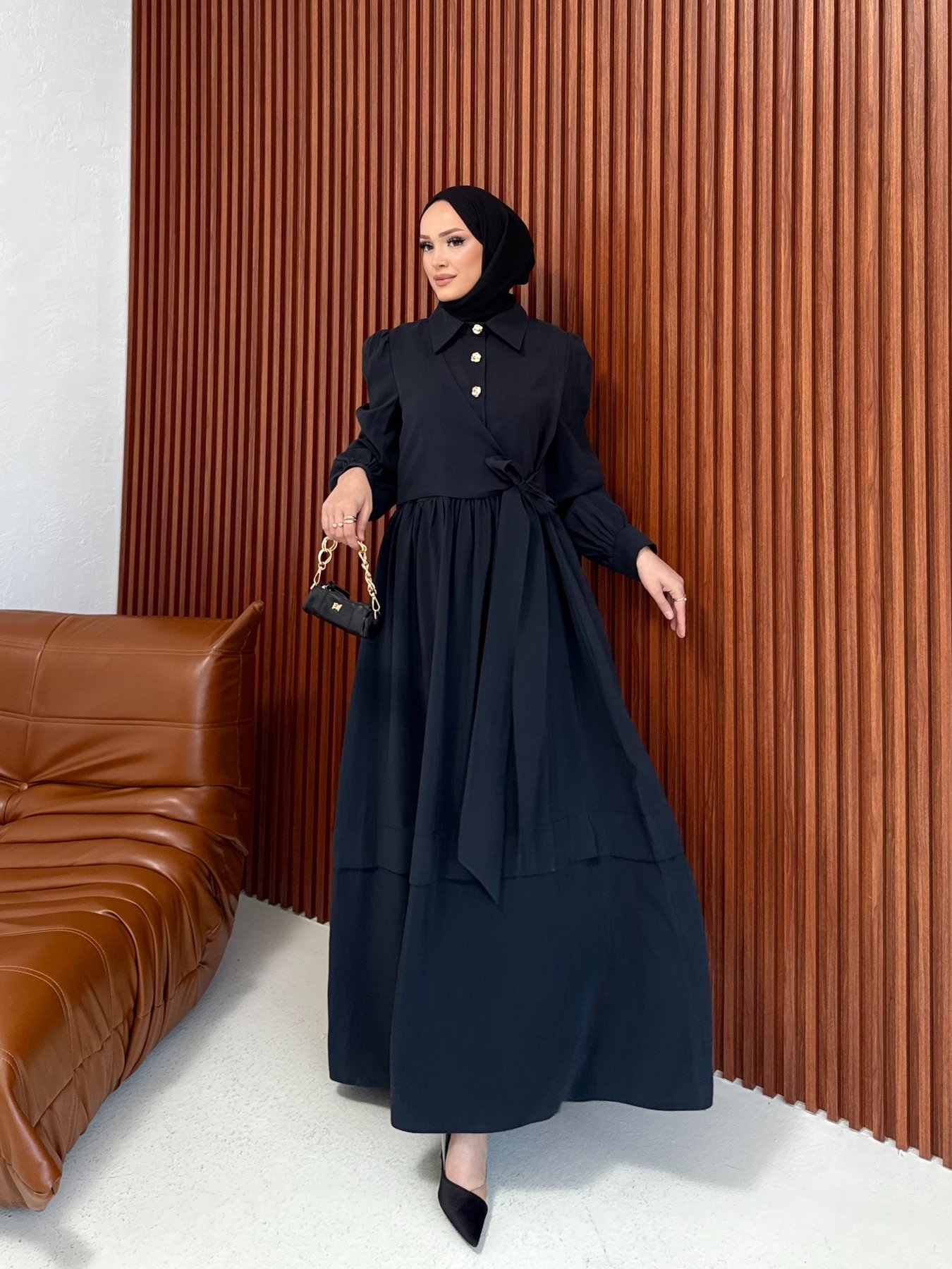 Modal Bağlamalı Elbise 12-3954