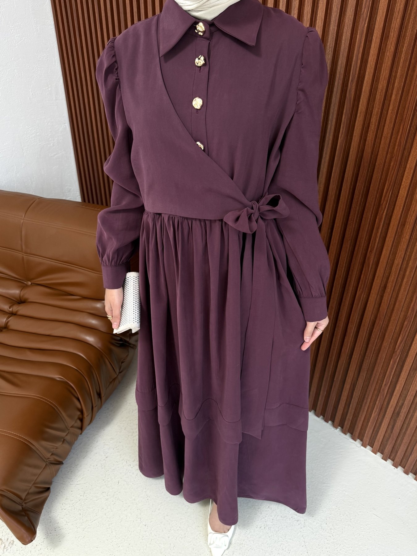Modal Bağlamalı Elbise 12-3954