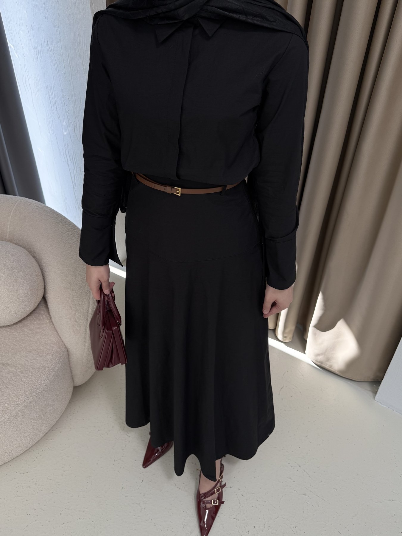 Kemerli Poplin Elbise 3-3312