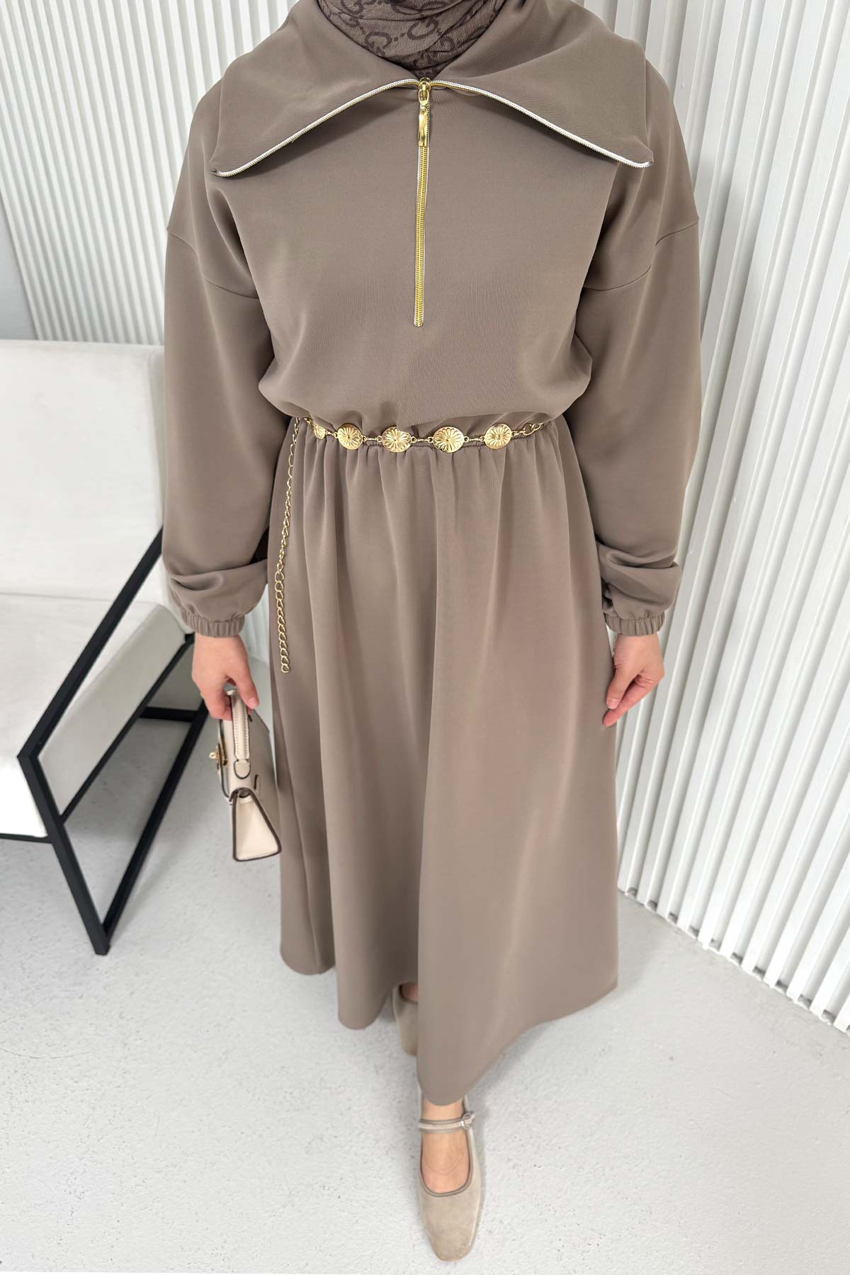 Kemerli Scuba Elbise 68-6215-1