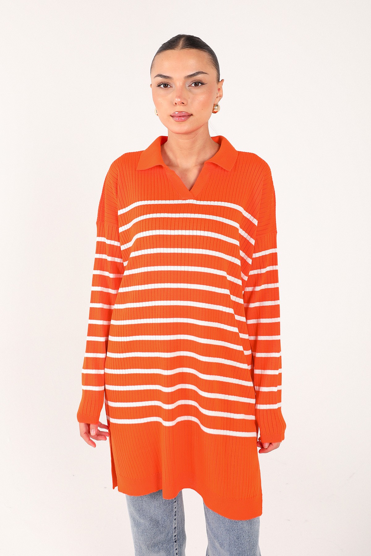 Çizgili Triko Tunik 70-24325