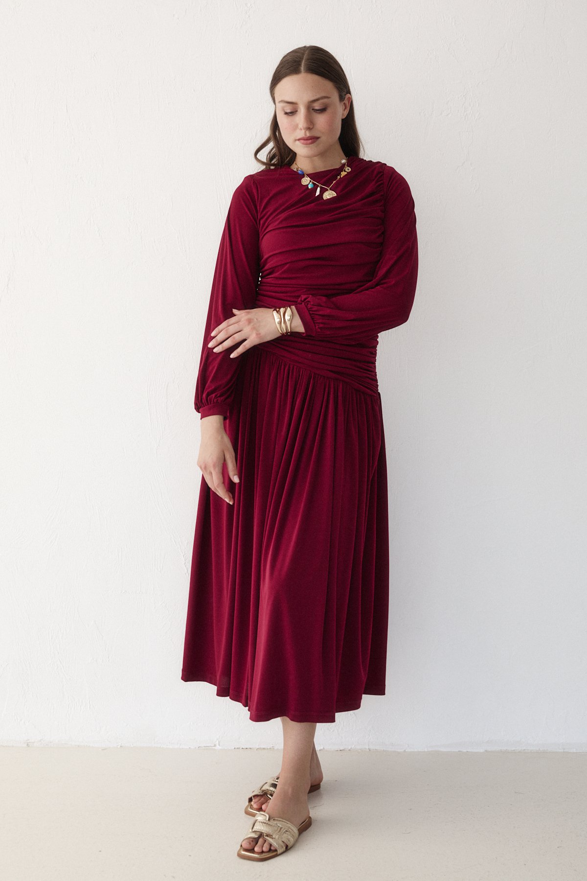 Sandy Drapeli Elbise 6-5117