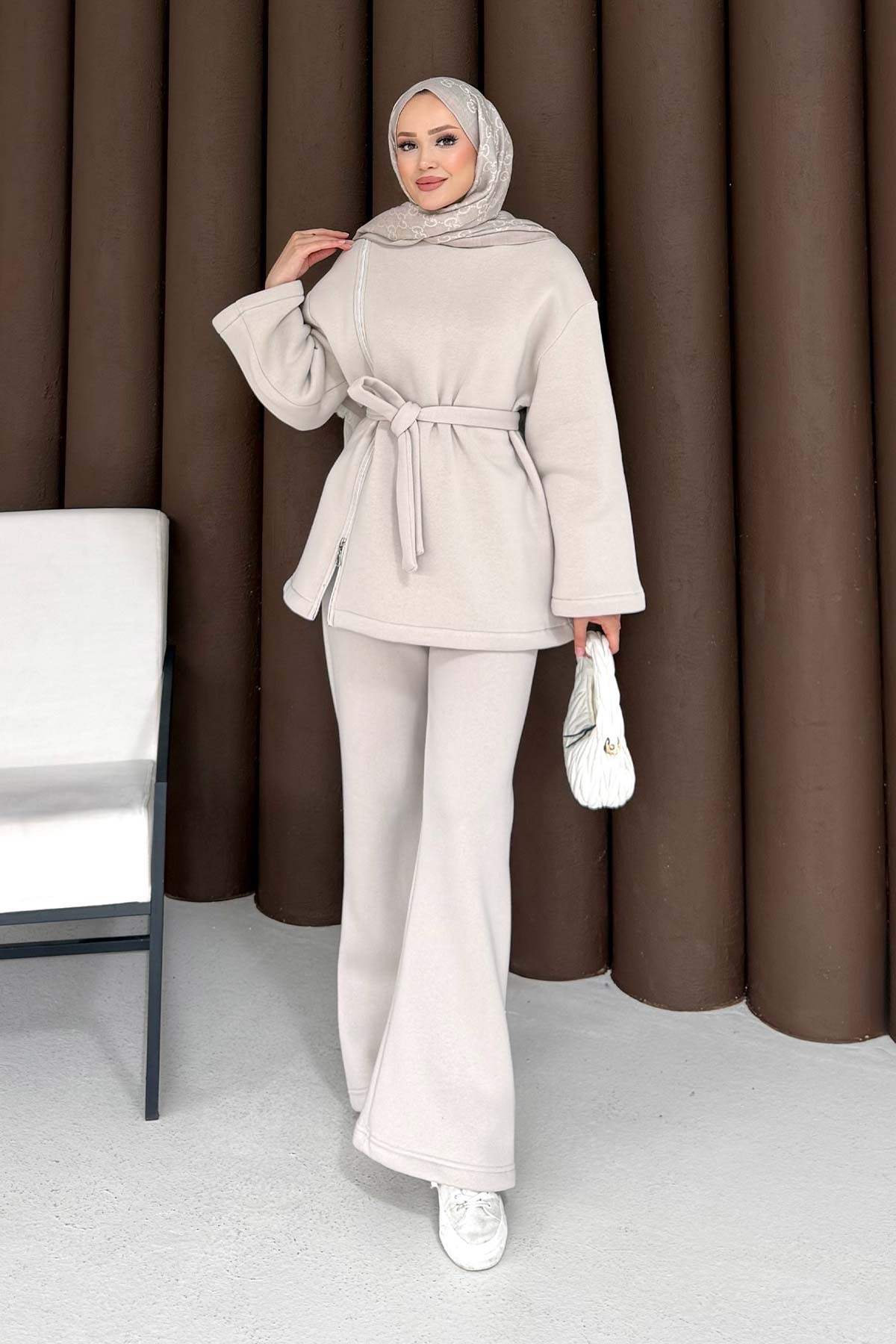 Fermuar Detaylı Üç İplik Takım 76-5503