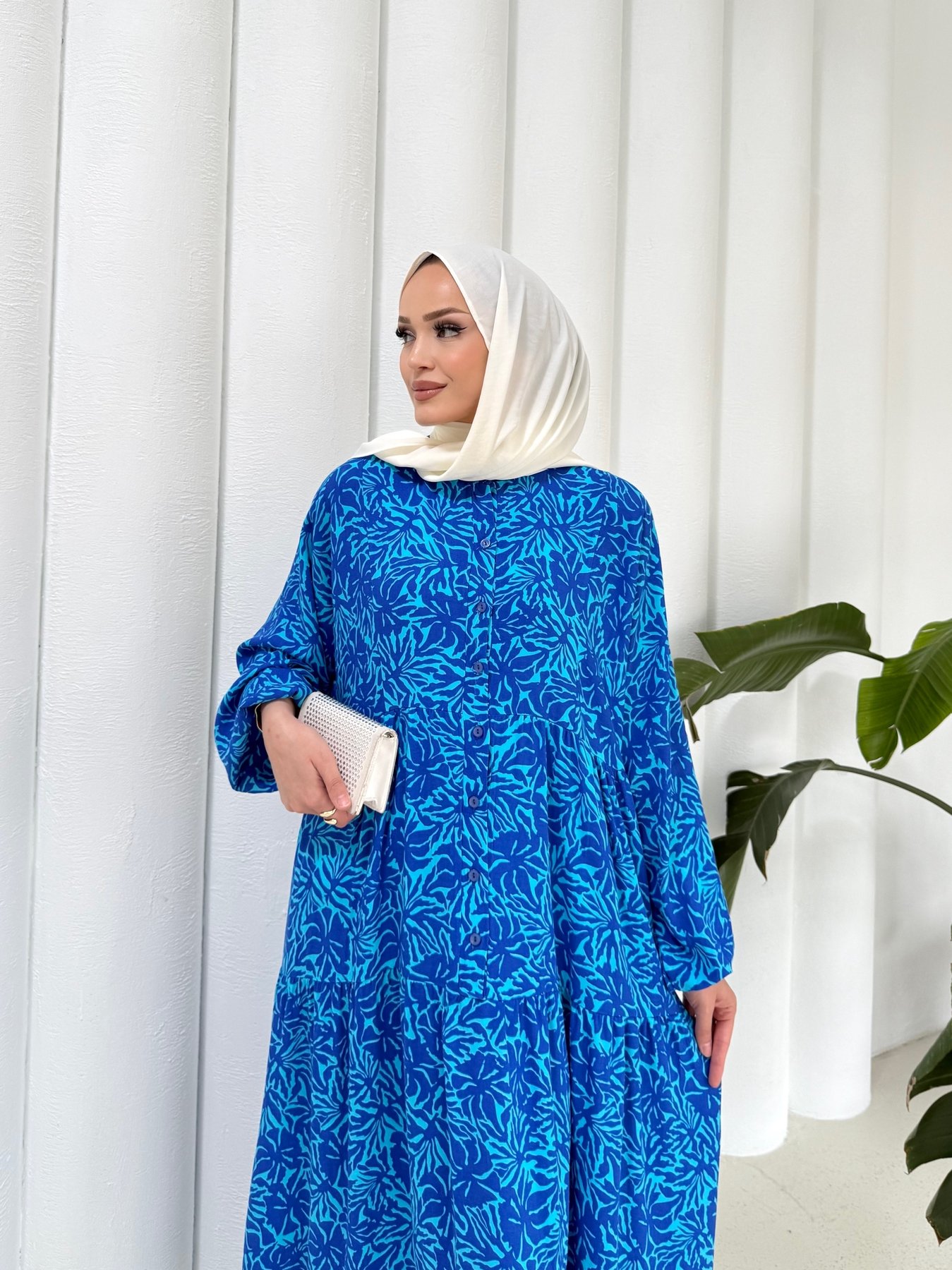 Desenli Viscon Elbise 68-6168