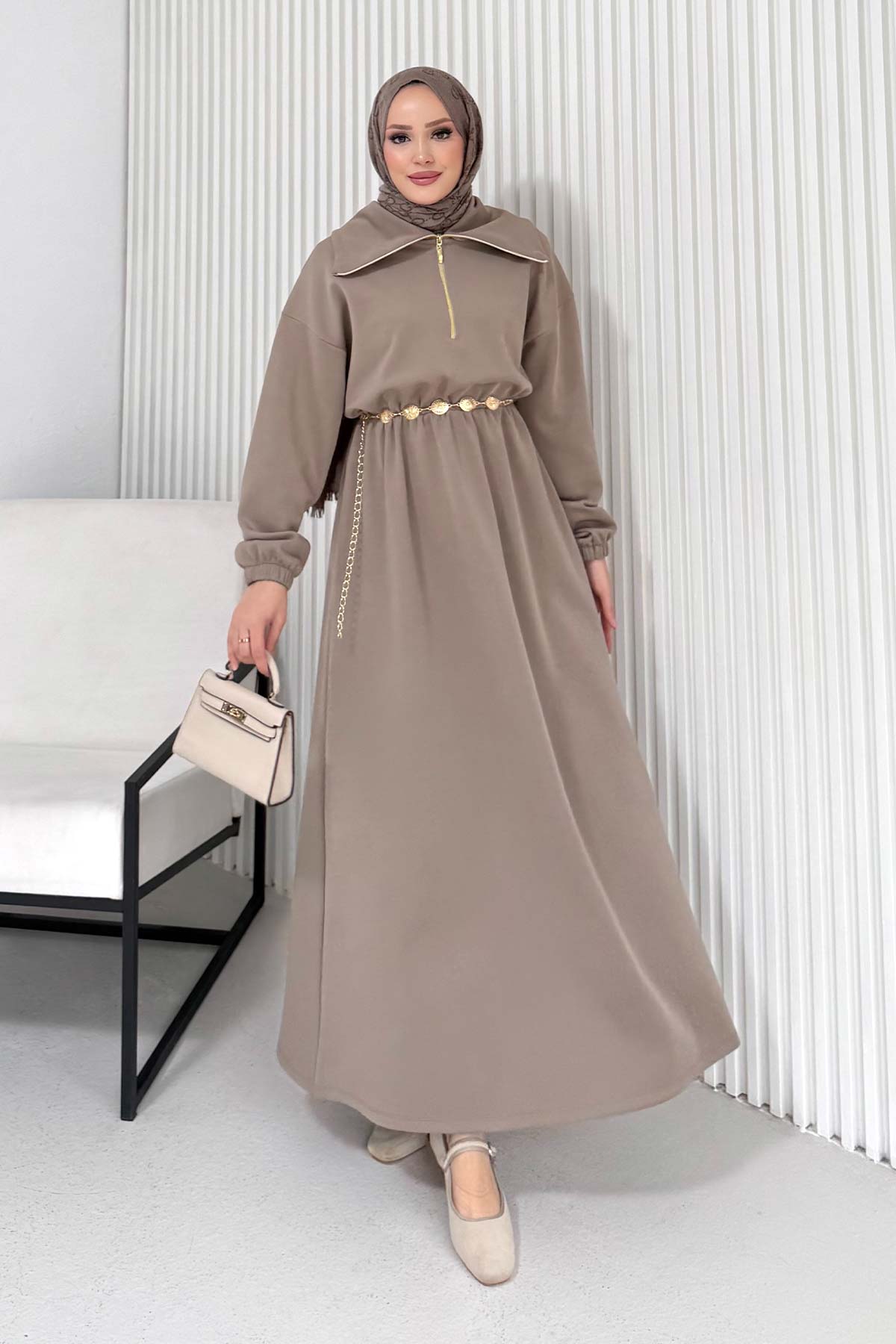 Kemerli Scuba Elbise 68-6215-1