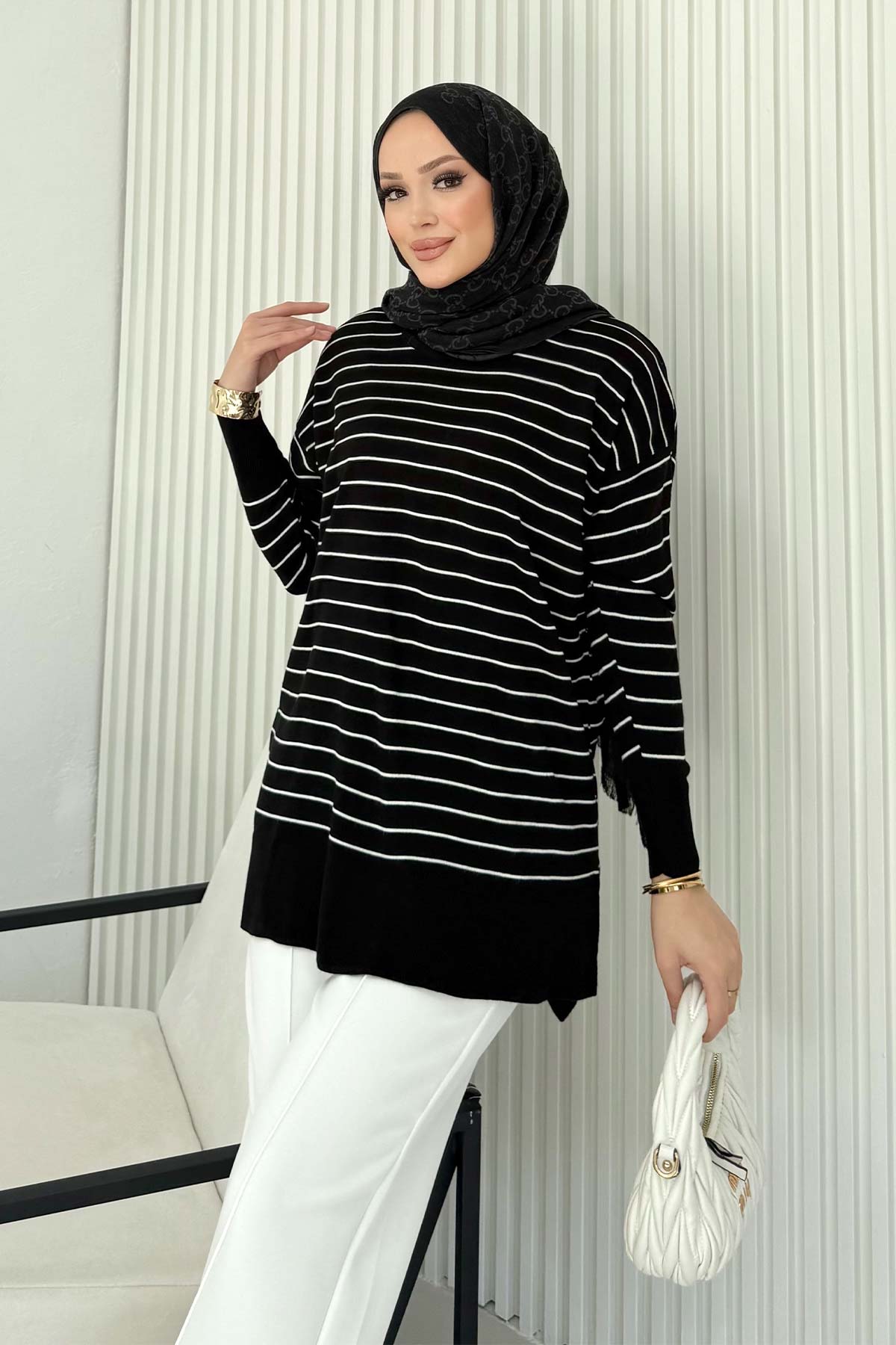 Çizgili Triko Tunik 70-2020