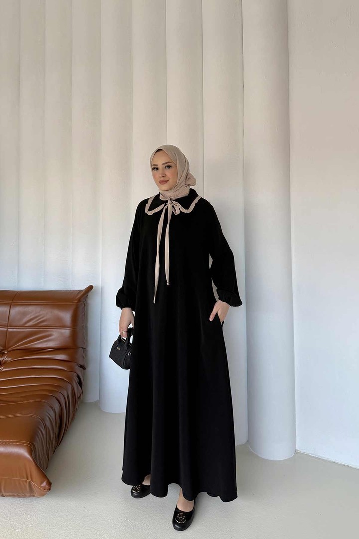 Yaka Detaylı Elbise 32-2309