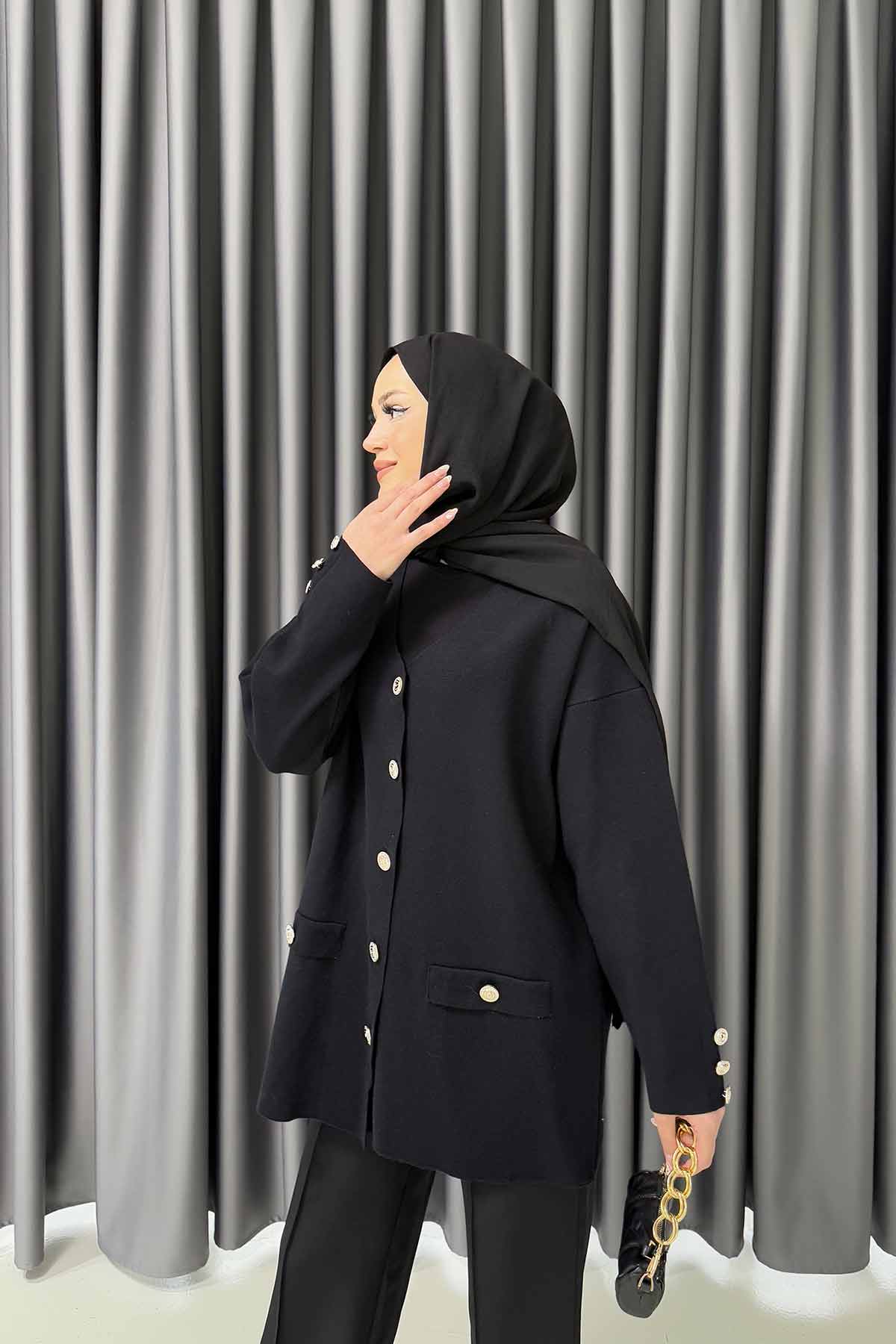 Düğmeli Triko Hırka 32-7034