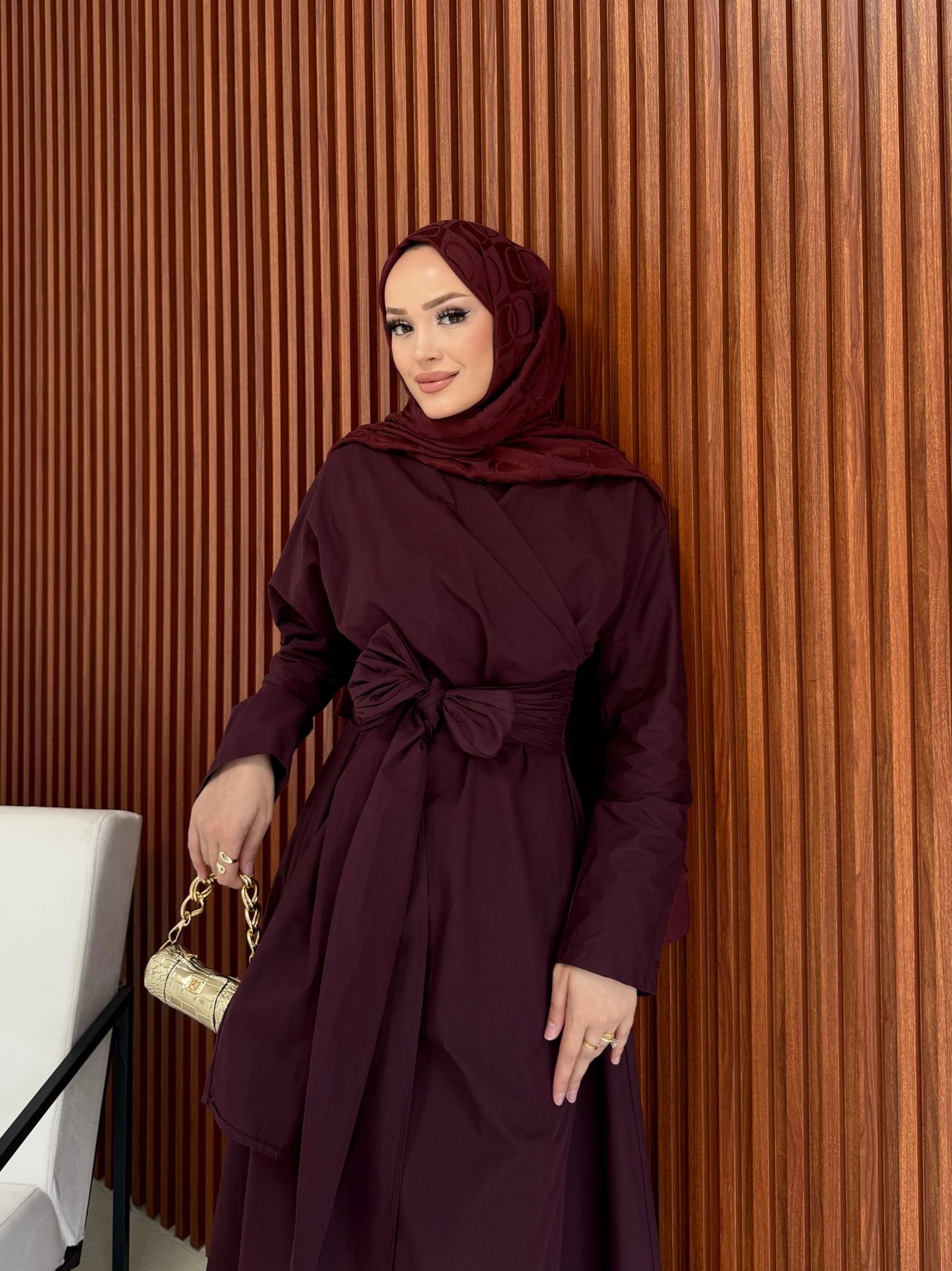 Bağlamalı Poplin Elbise 3-2555