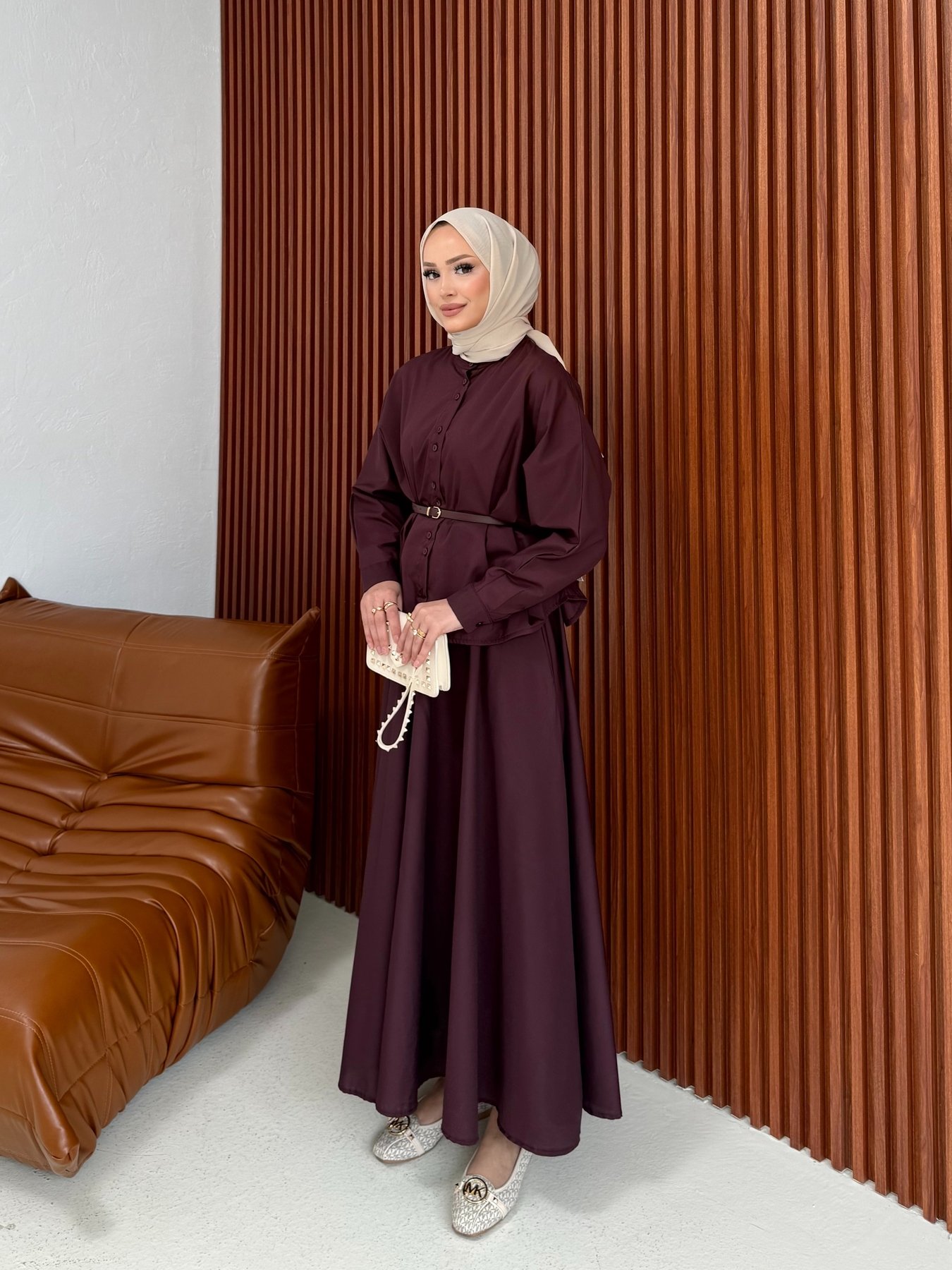Poplin Kemerli Etekli Takım 32-3551