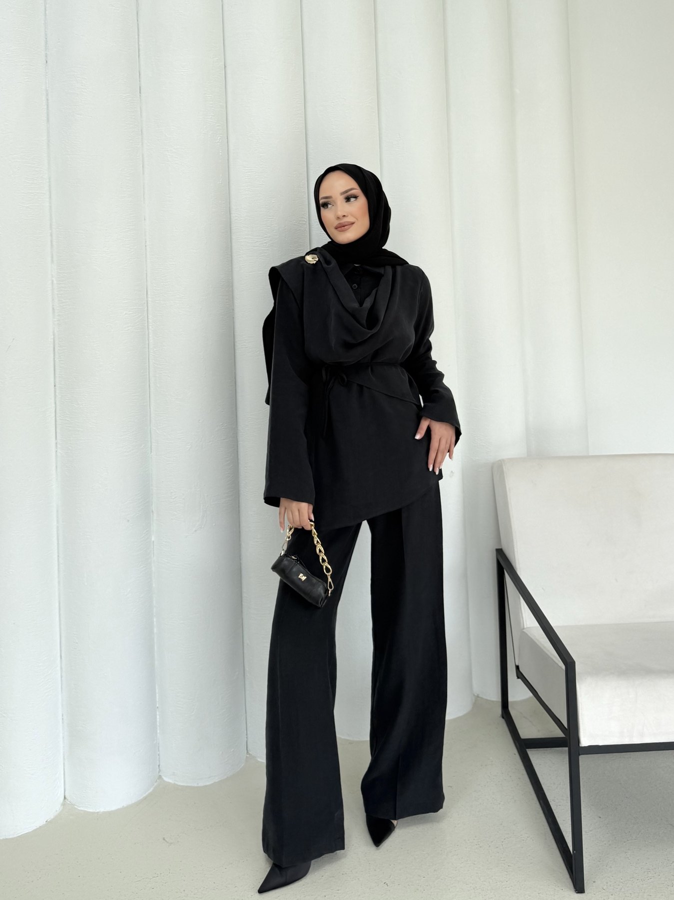 Düğmeli Modal Takım 3-3307