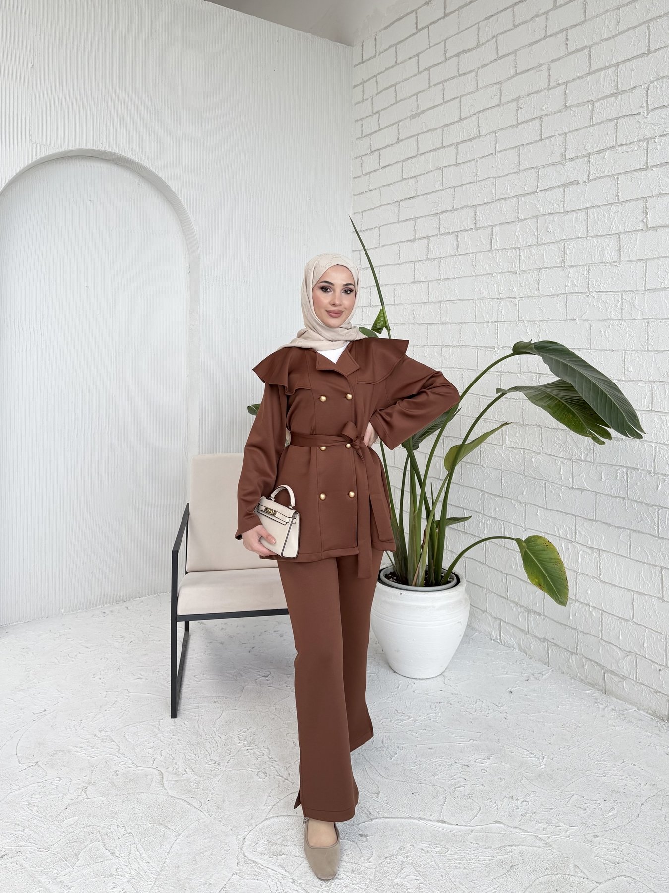 Düğmeli Scuba Takım 62-5075