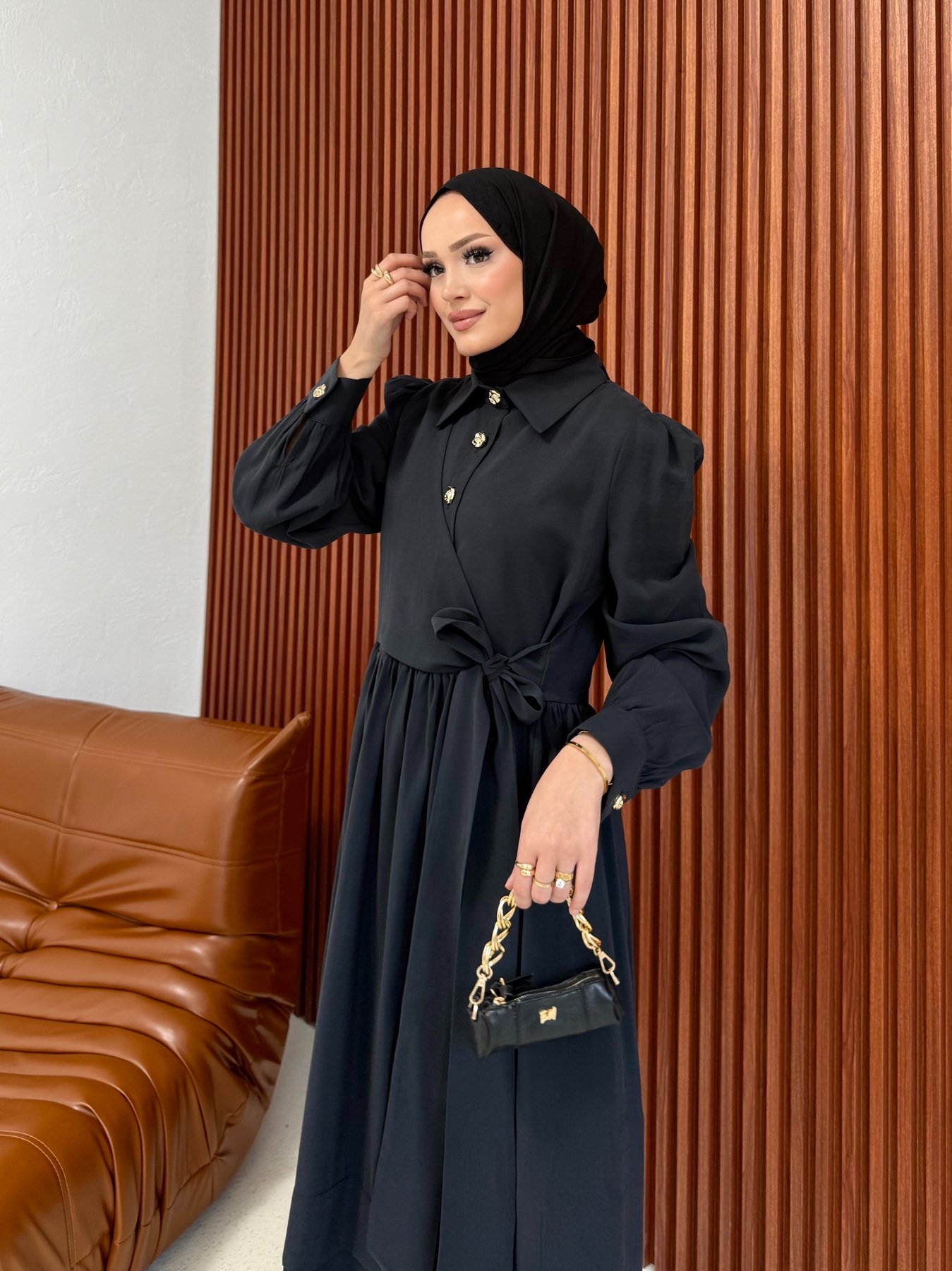 Modal Bağlamalı Elbise 12-3954