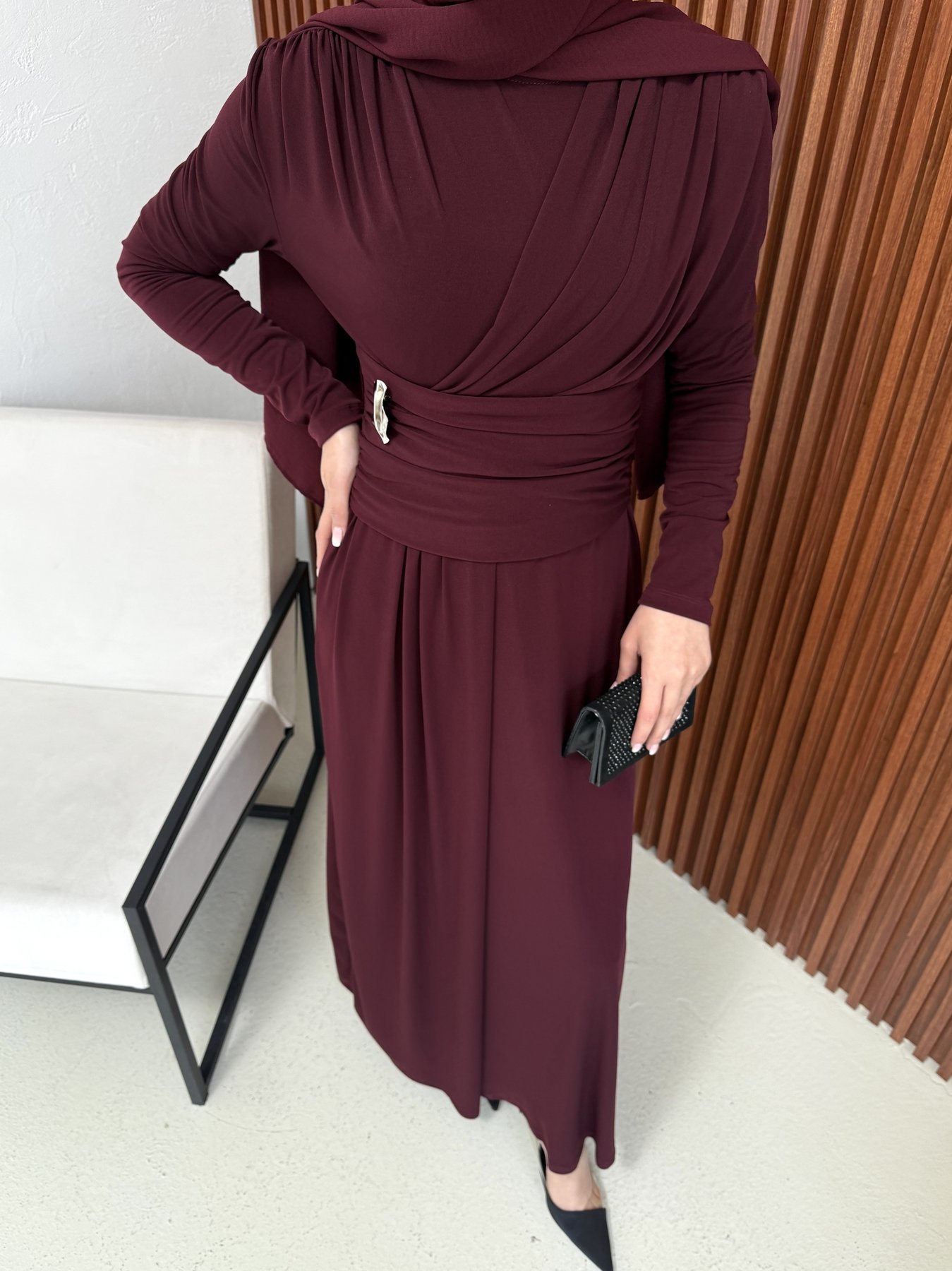 Sandy Drapeli Elbise 3-3302