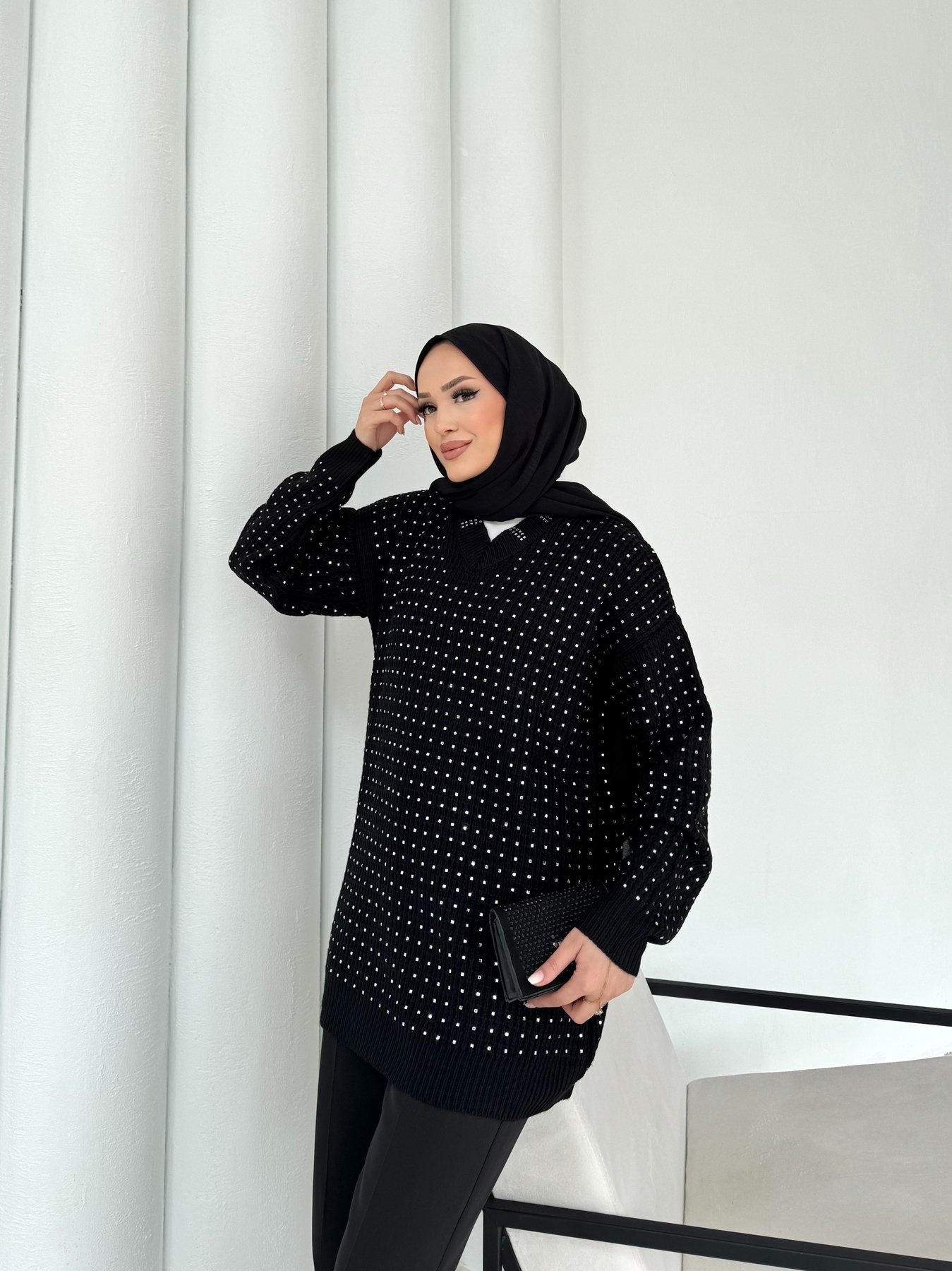 Taşlı Triko Kazak 32-7002