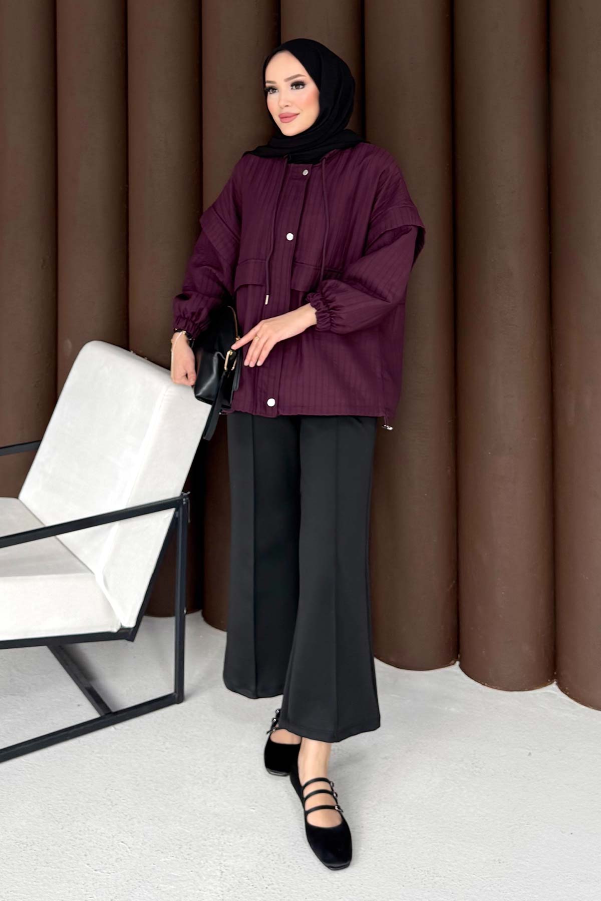 Kapitone Çıtçıtlı Ceket 32-3720