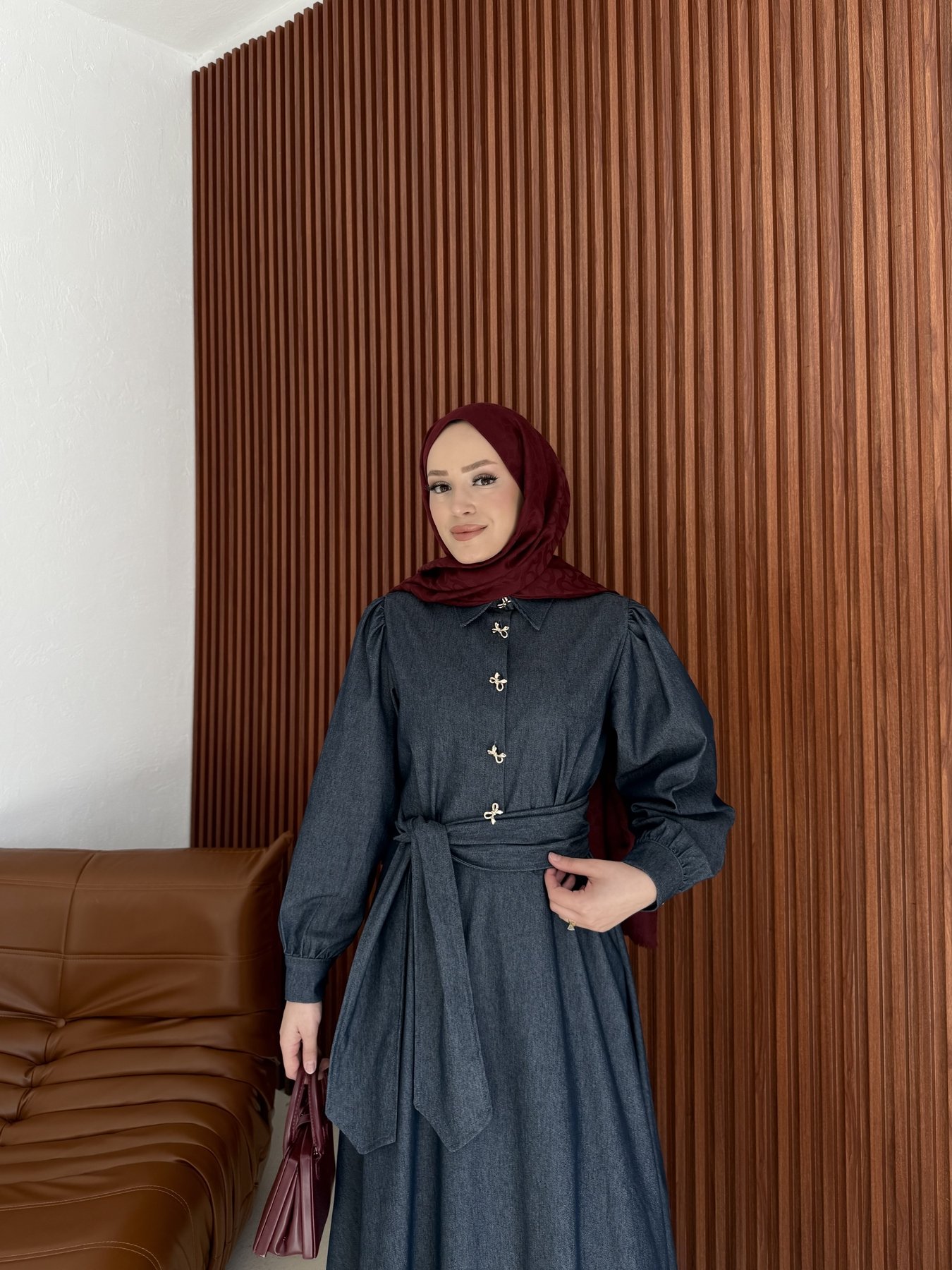 Kuşaklı Kot Elbise 3-0010