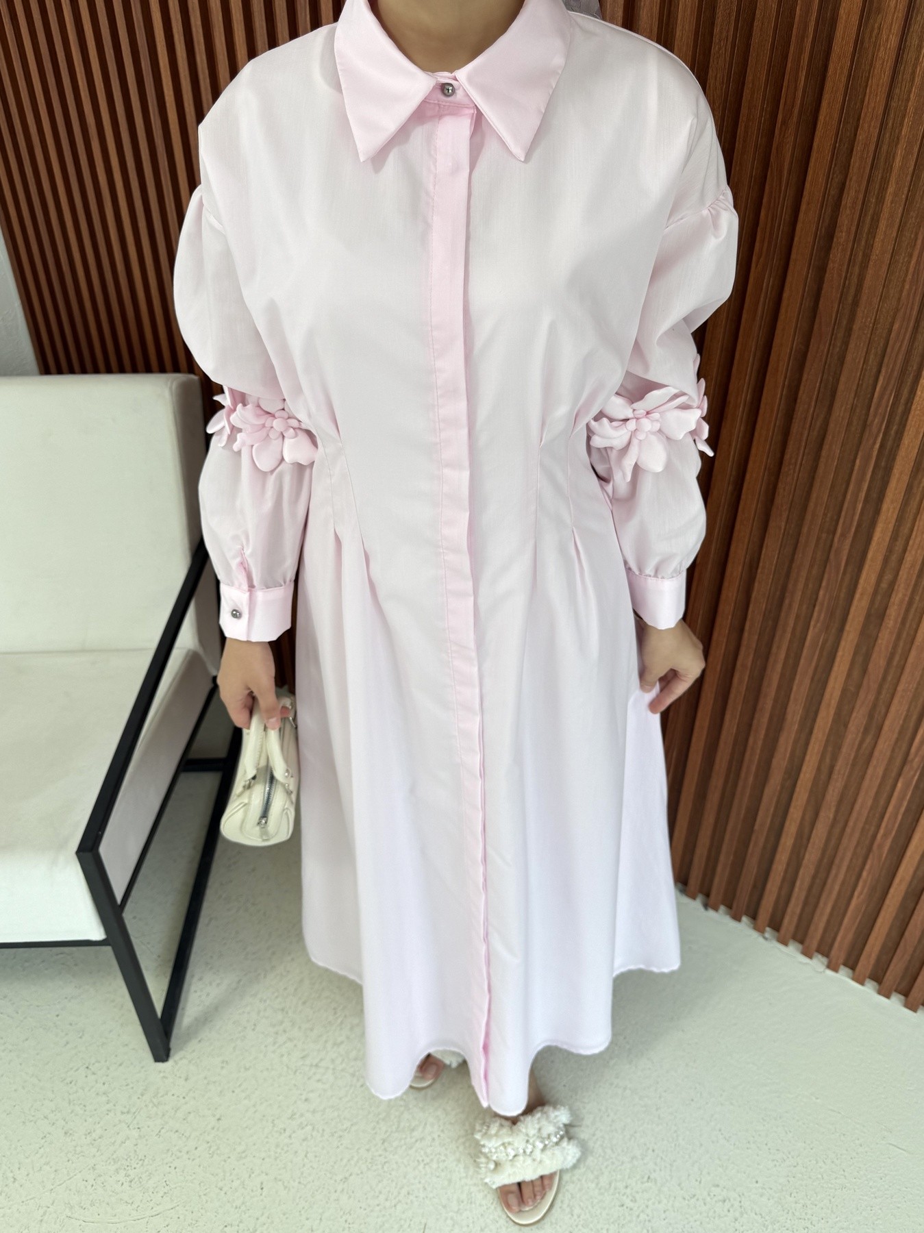 Çiçek Detaylı Poplin Elbise 32-2377