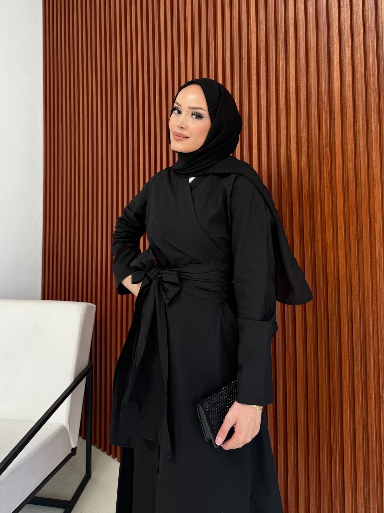 Bağlamalı Poplin Elbise 3-2555