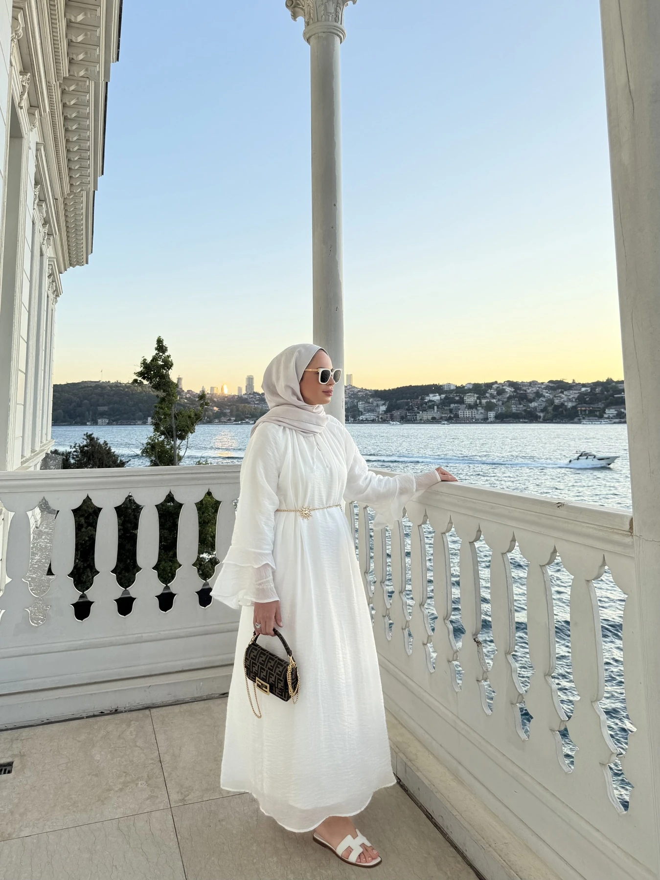 Tül Tensel Zincir Kemerli Elbise 32-3569