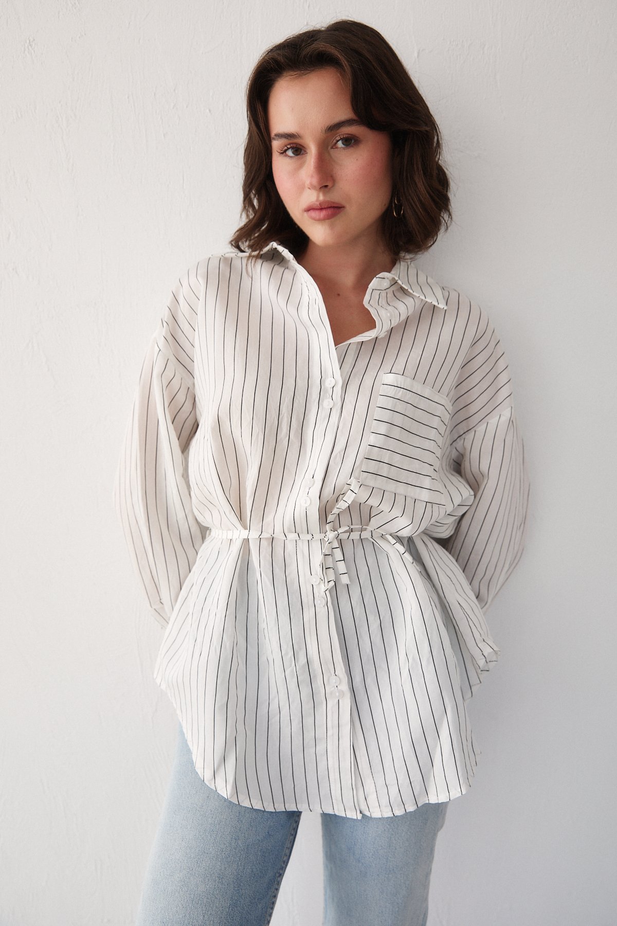 Çizgili Poplin Gömlek 3-3343