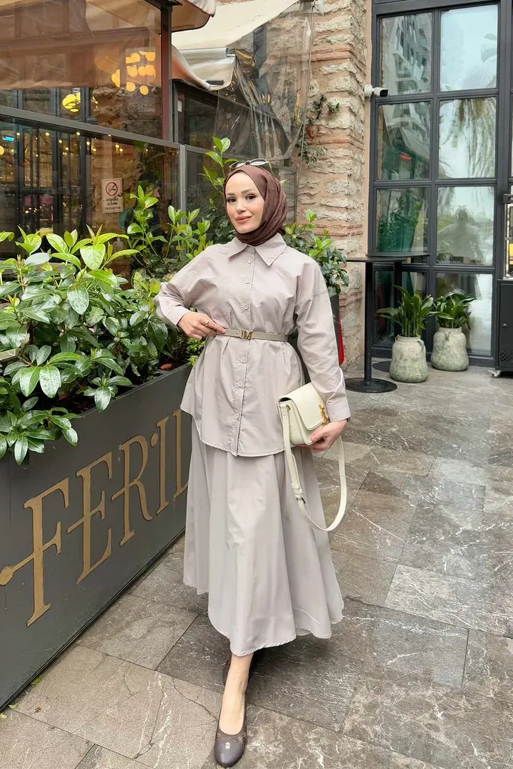 Kemerli Poplin Etekli Takım 32-3507