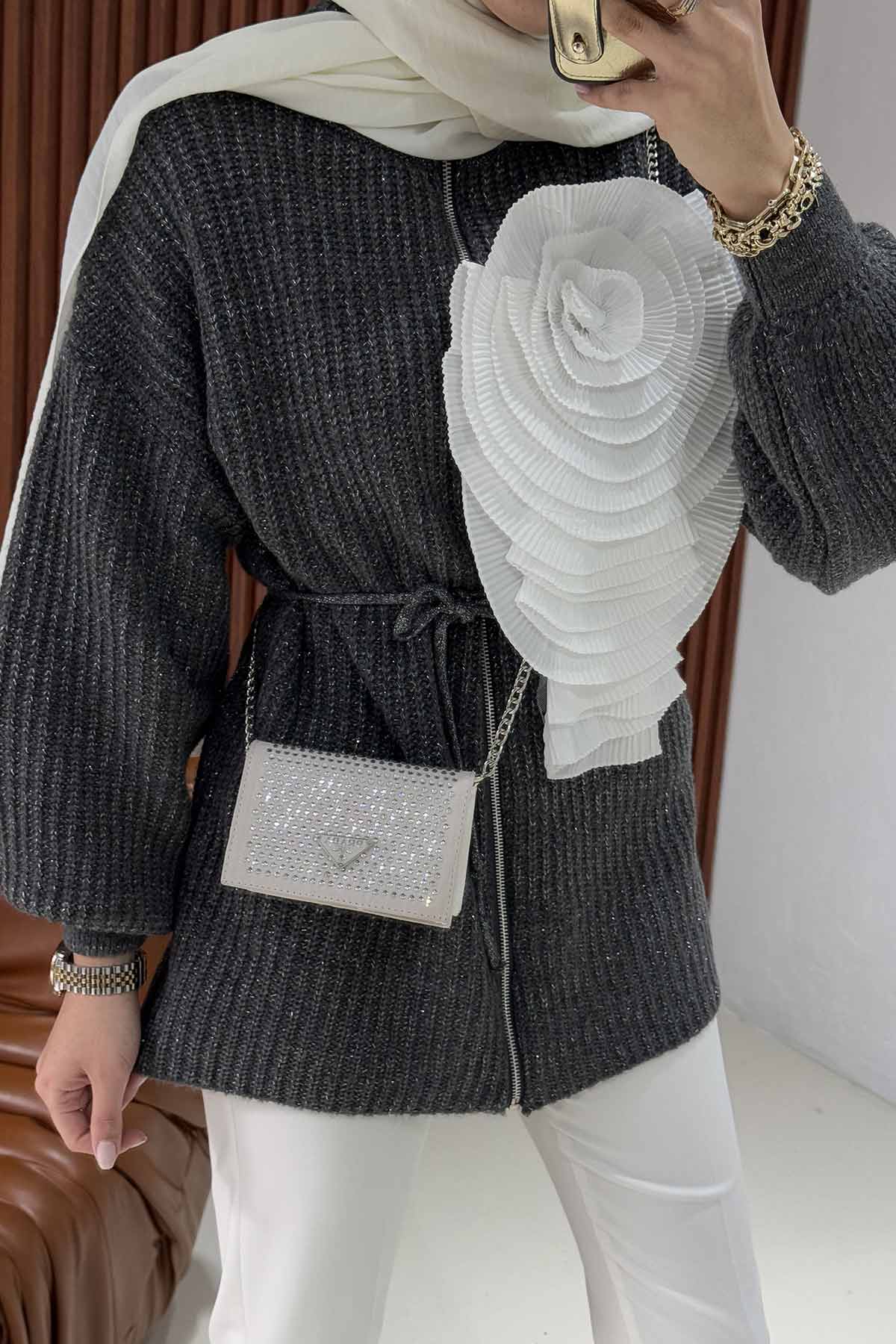 Çiçekli Tirko Hırka 32-7015