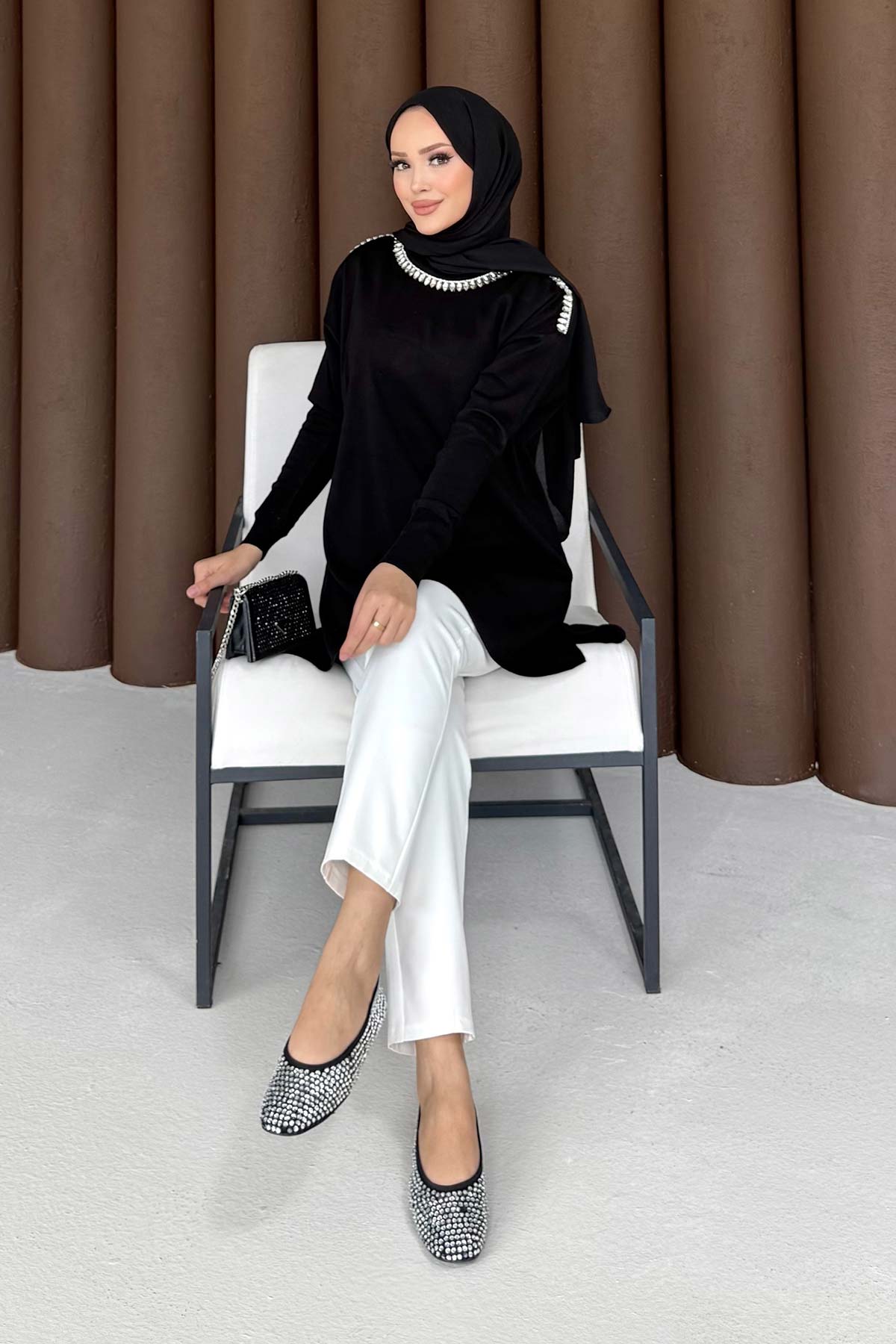 Taşlı Triko Tunik 70-2483