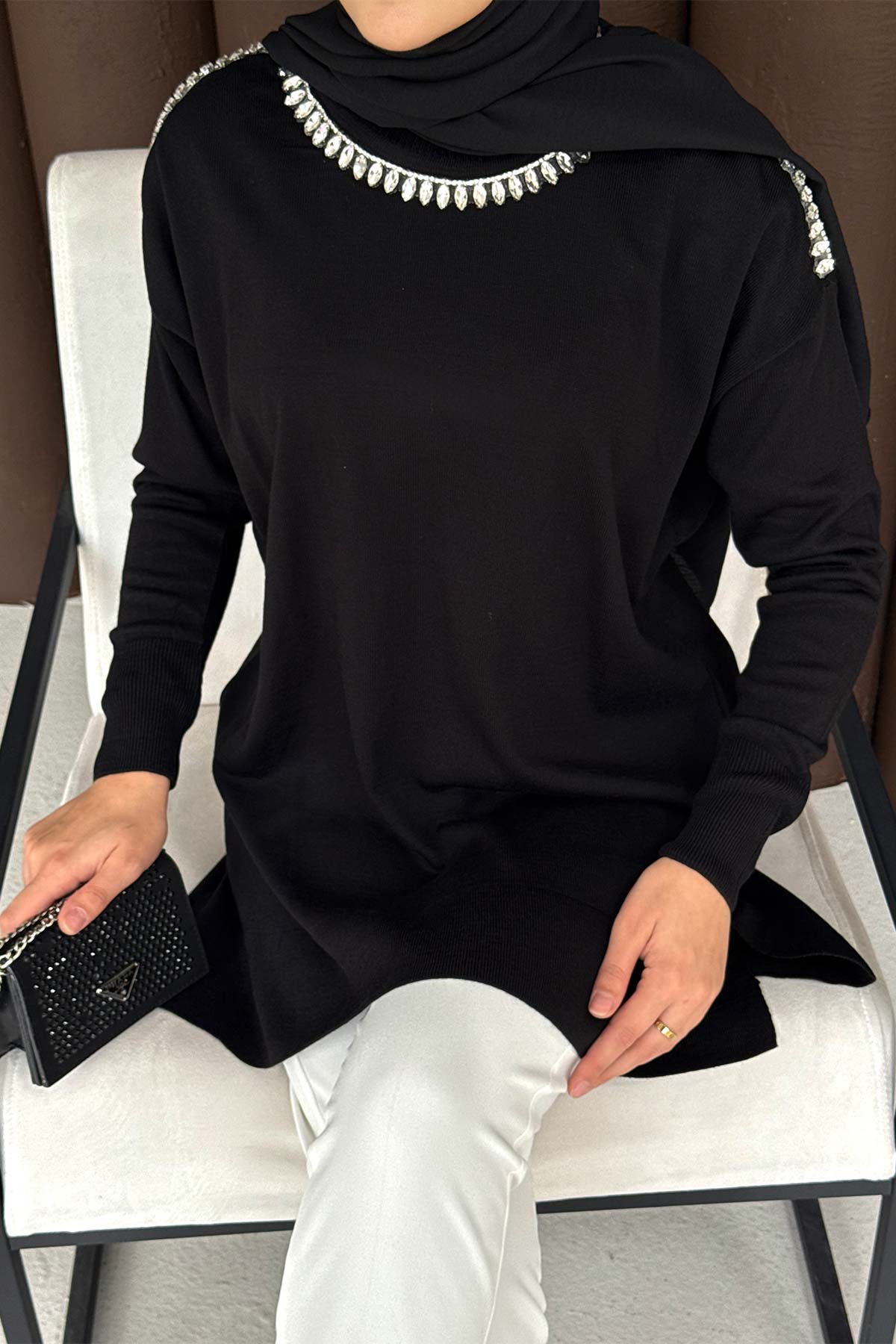 Taşlı Triko Tunik 70-2483