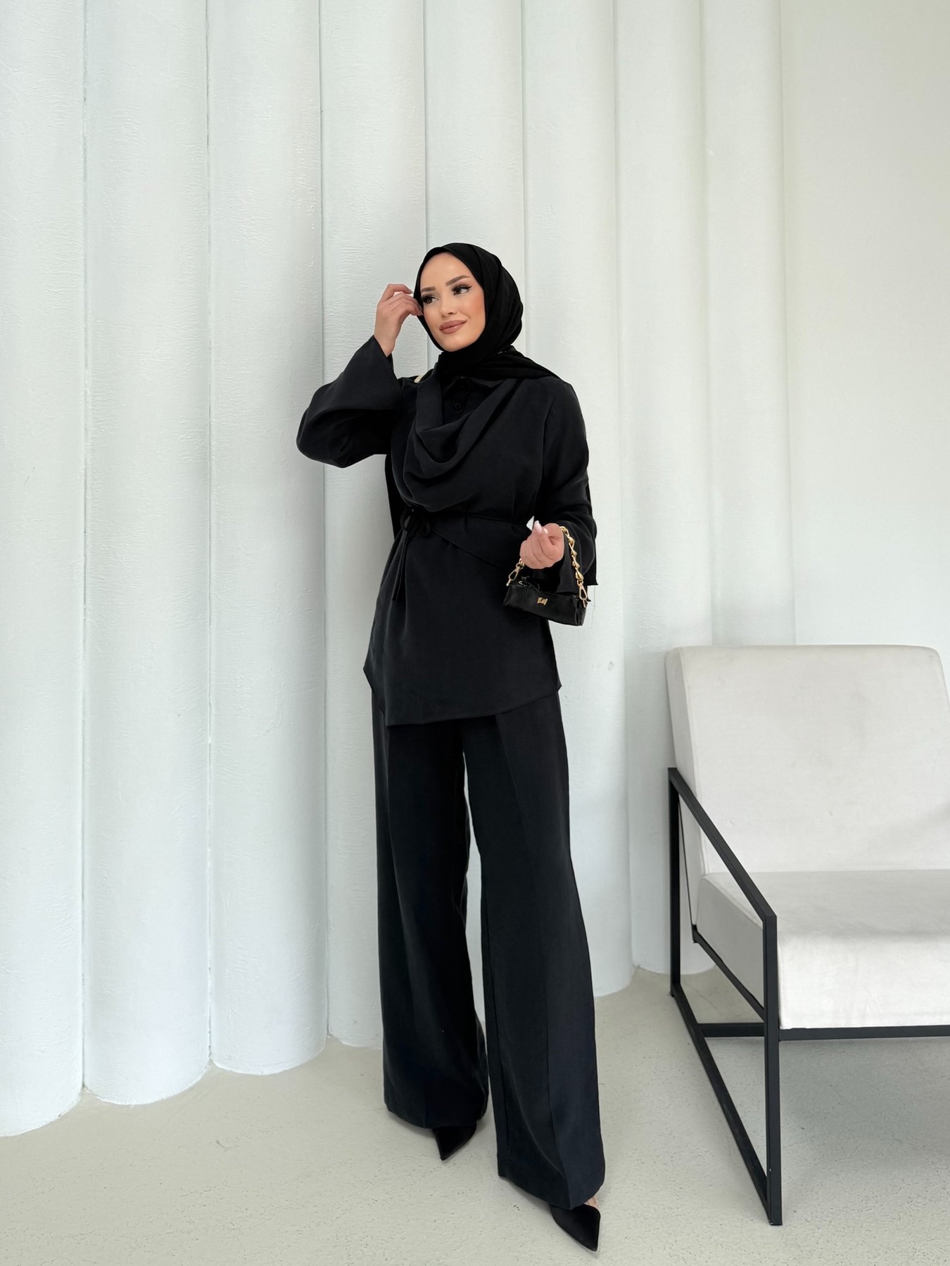 Düğmeli Modal Takım 3-3307