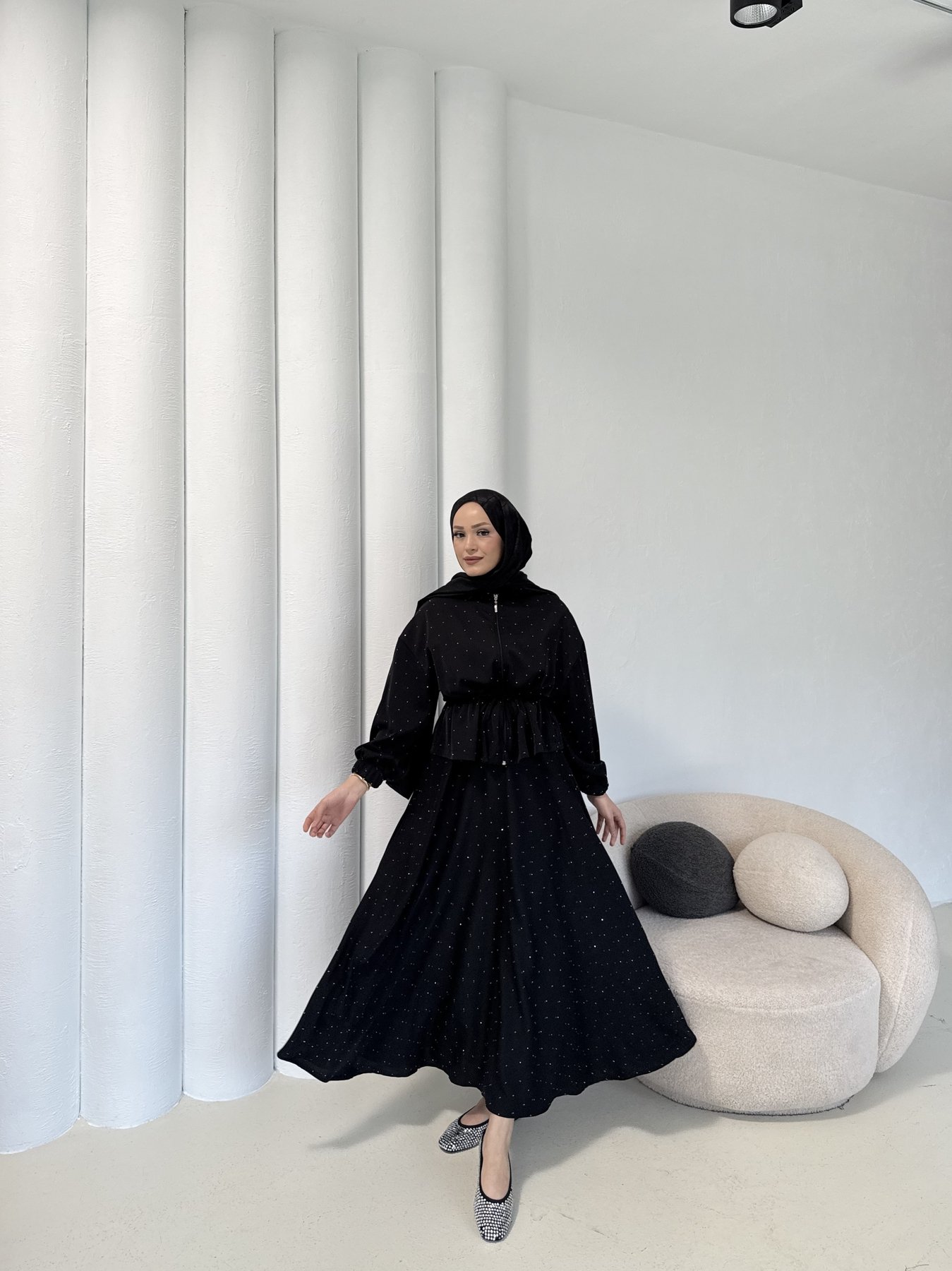 Taşlı Dubai Etekli Takım 32-3535