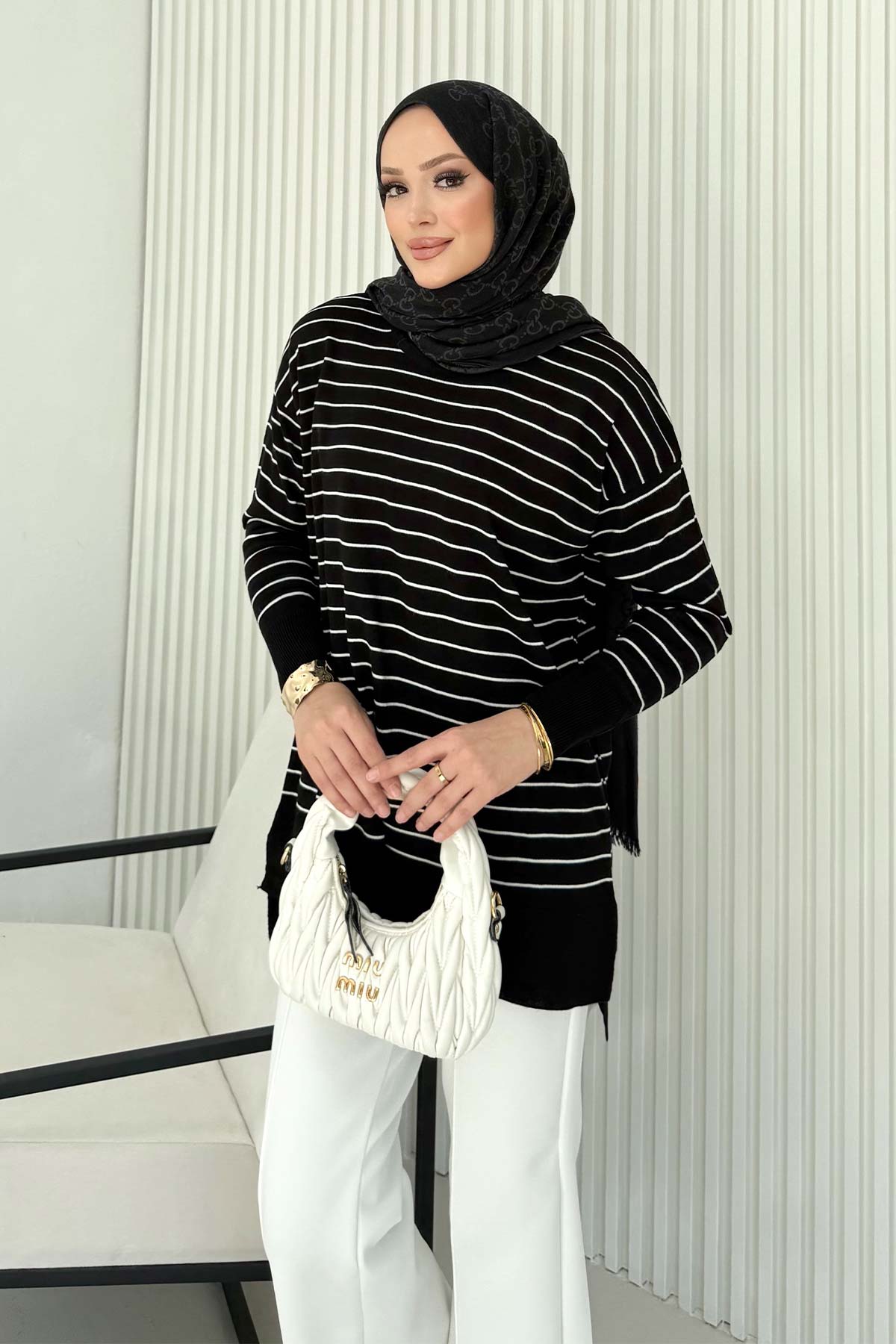Çizgili Triko Tunik 70-2020
