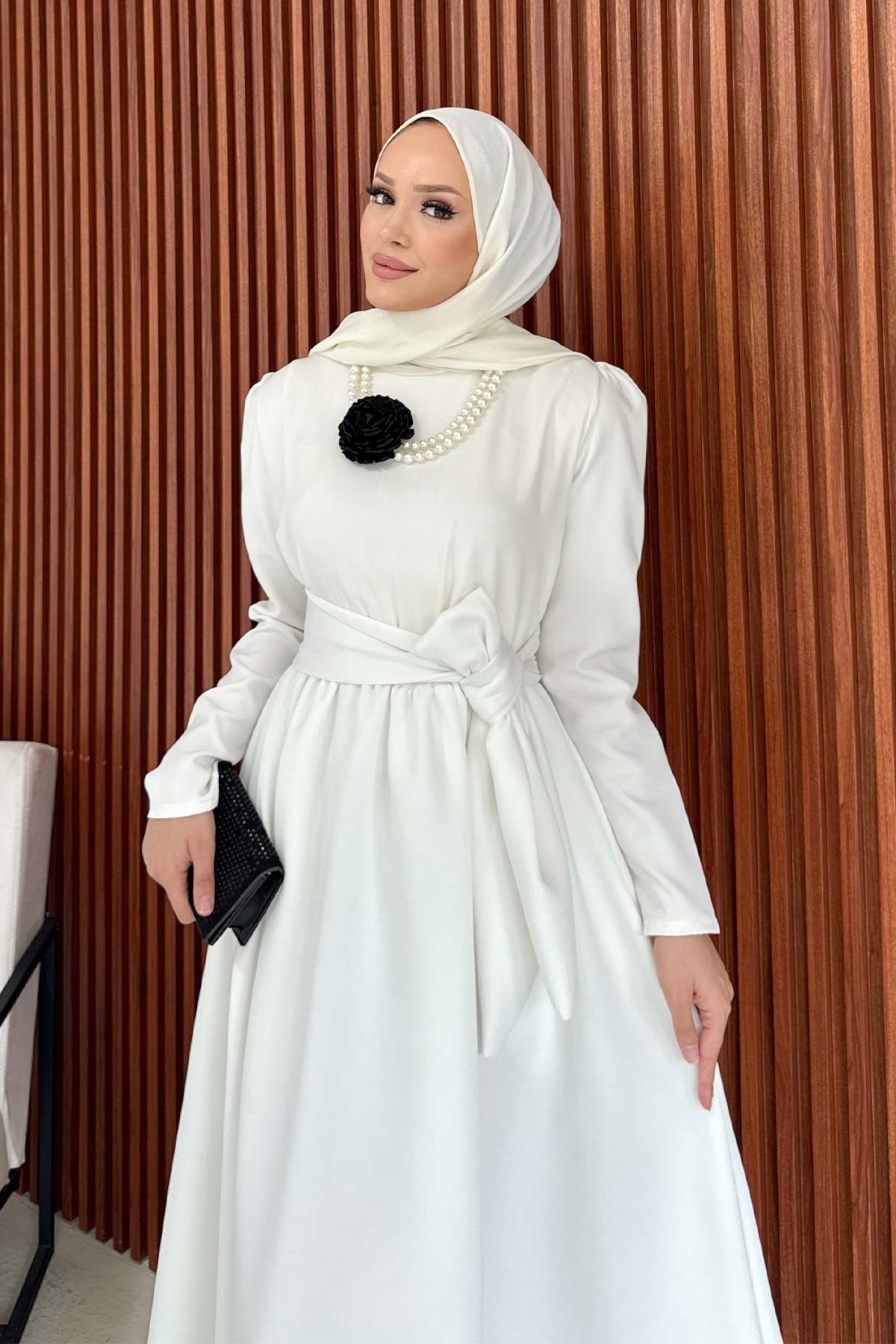 Kuşaklı Scuba Elbise 68-6209