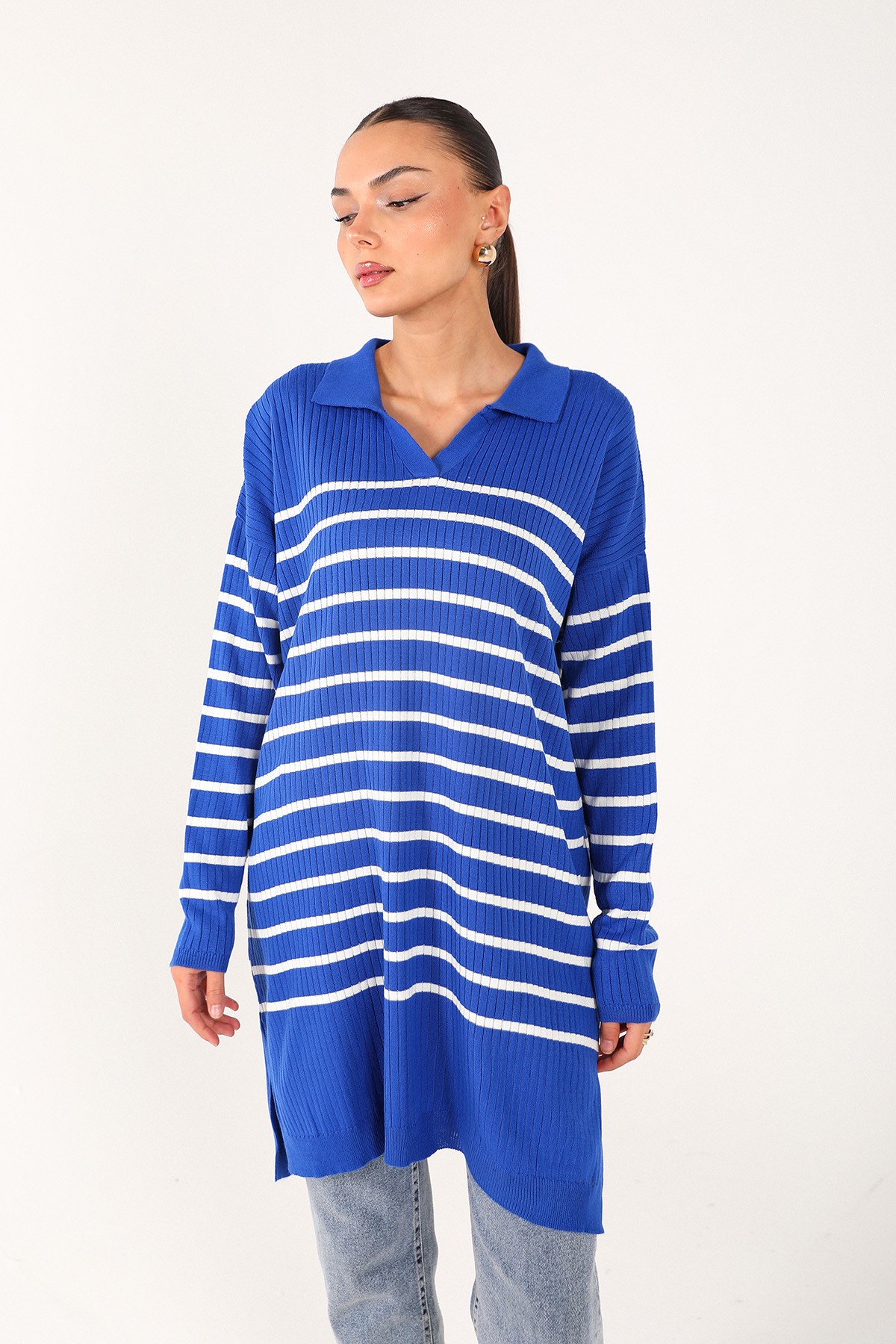 Çizgili Triko Tunik 70-24325