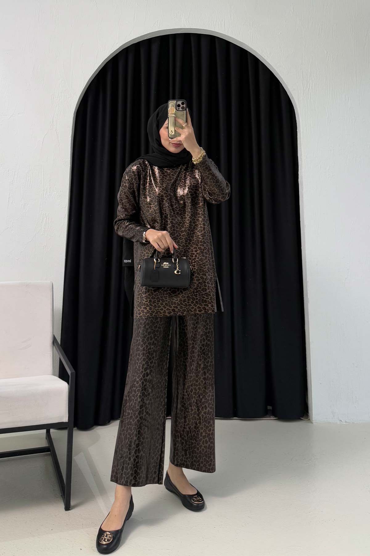 Leopar Varaklı Pantolon 32-7024-2
