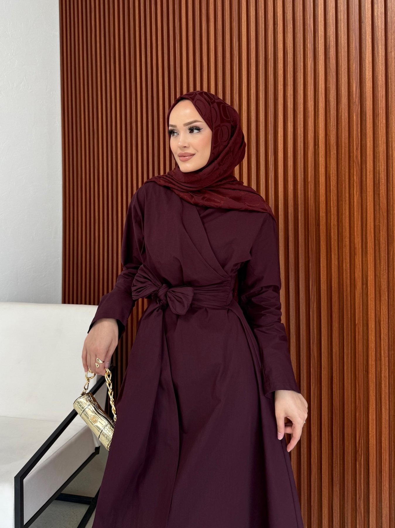 Bağlamalı Poplin Elbise 3-2555