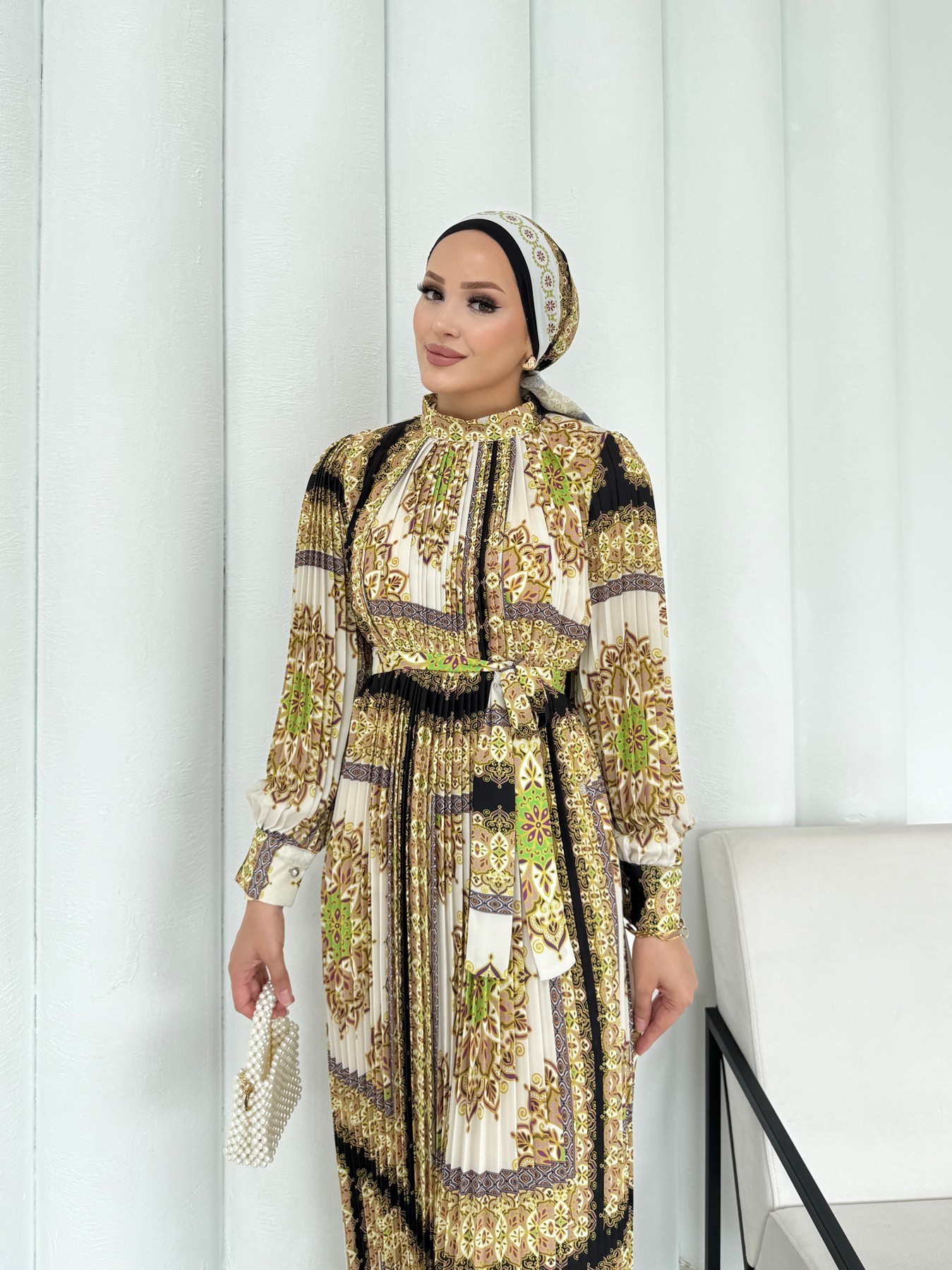 Desenli Pilisole Elbise 32-2366