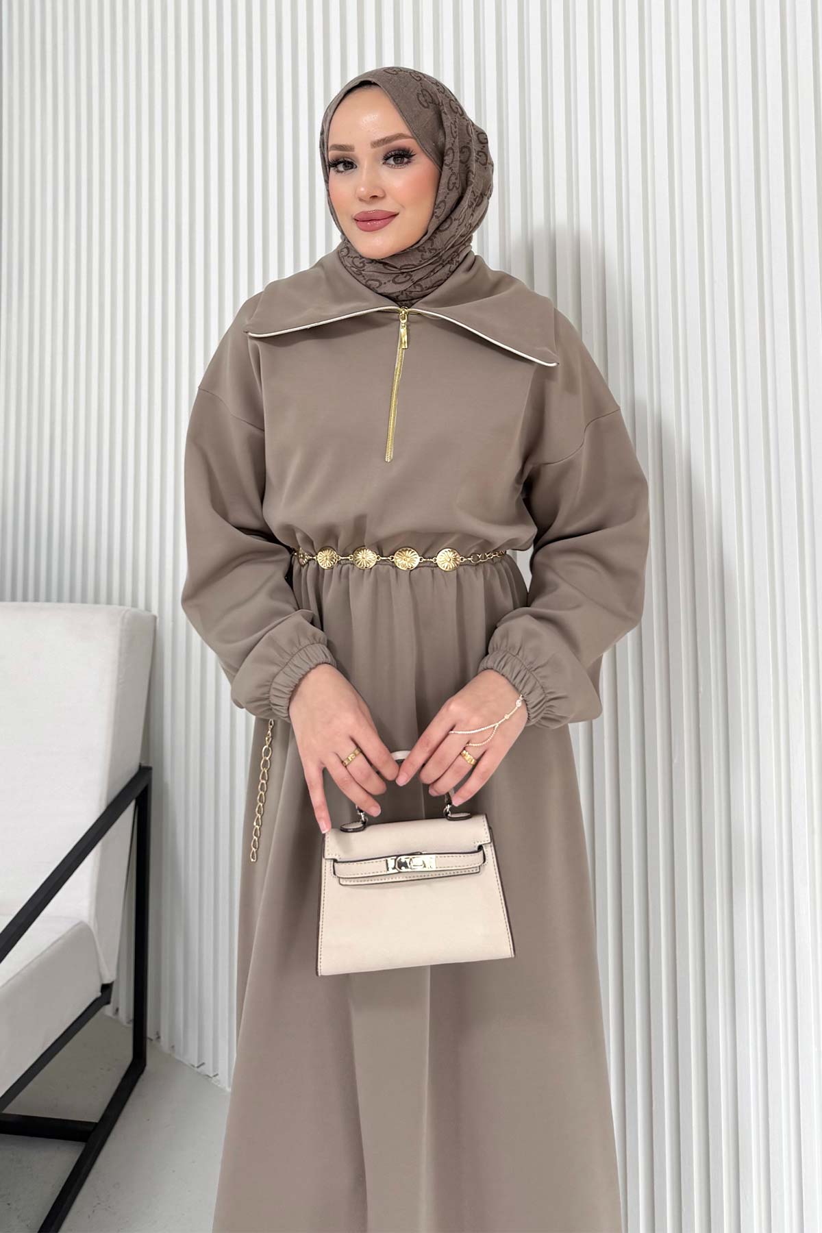 Kemerli Scuba Elbise 68-6215-1