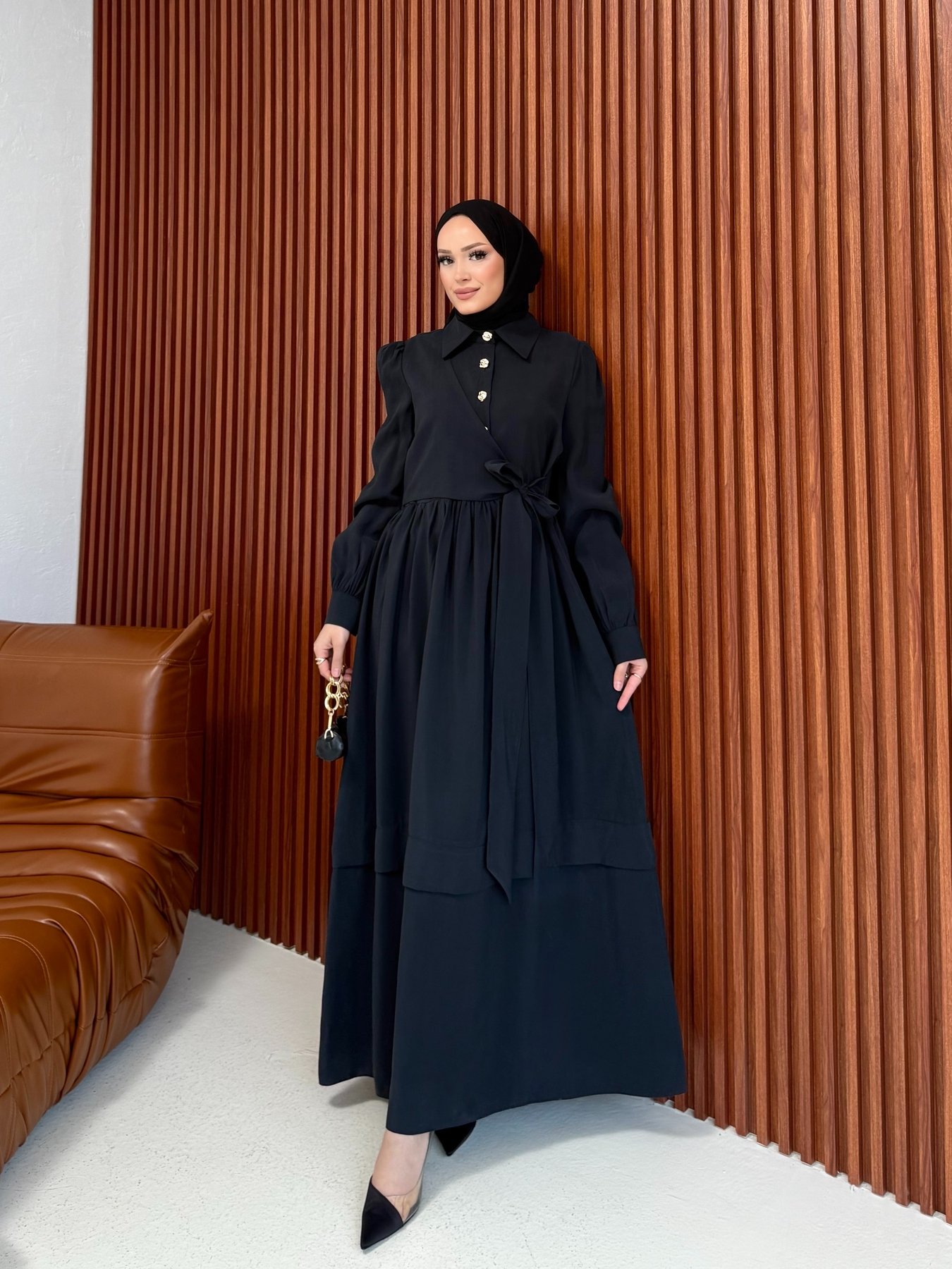 Modal Bağlamalı Elbise 12-3954